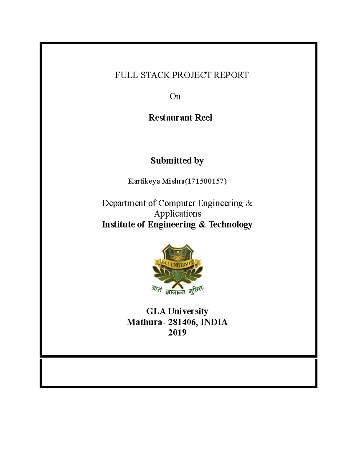 Kartikeya full stack project report full stack project report on