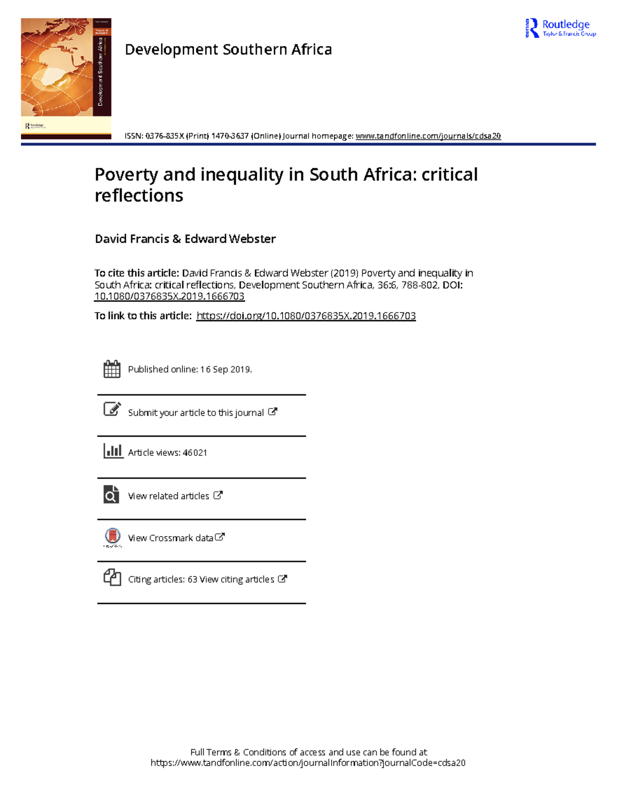 Poverty and inequality in South Africa critical reflections - 1080 ...