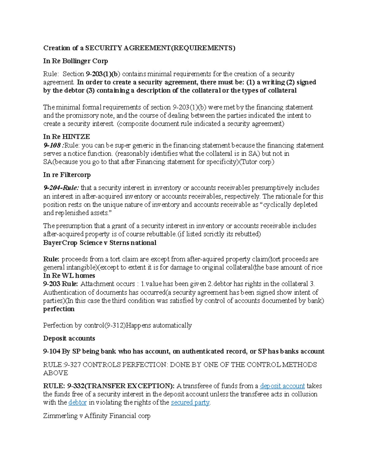 Secured Transaction Final Outline review Of All The Rules Of Secured