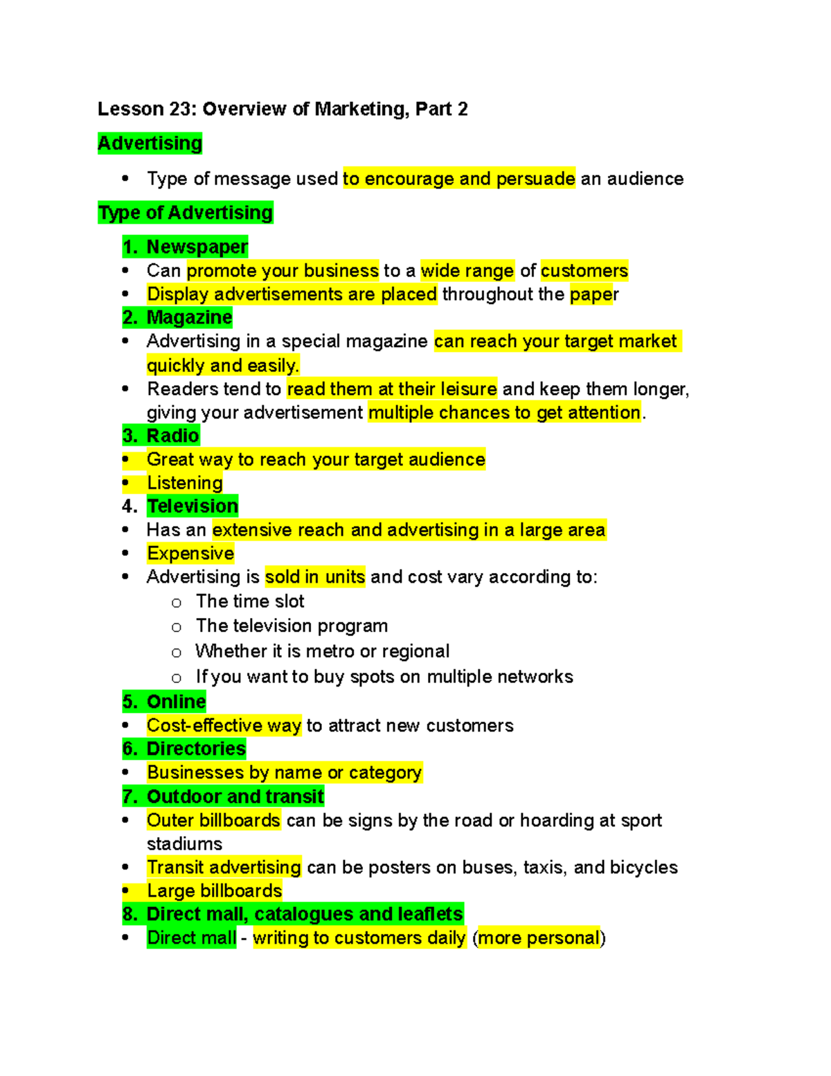 BAM 191 Lesson 23 - Lesson 23: Overview of Marketing, Part 2 ...