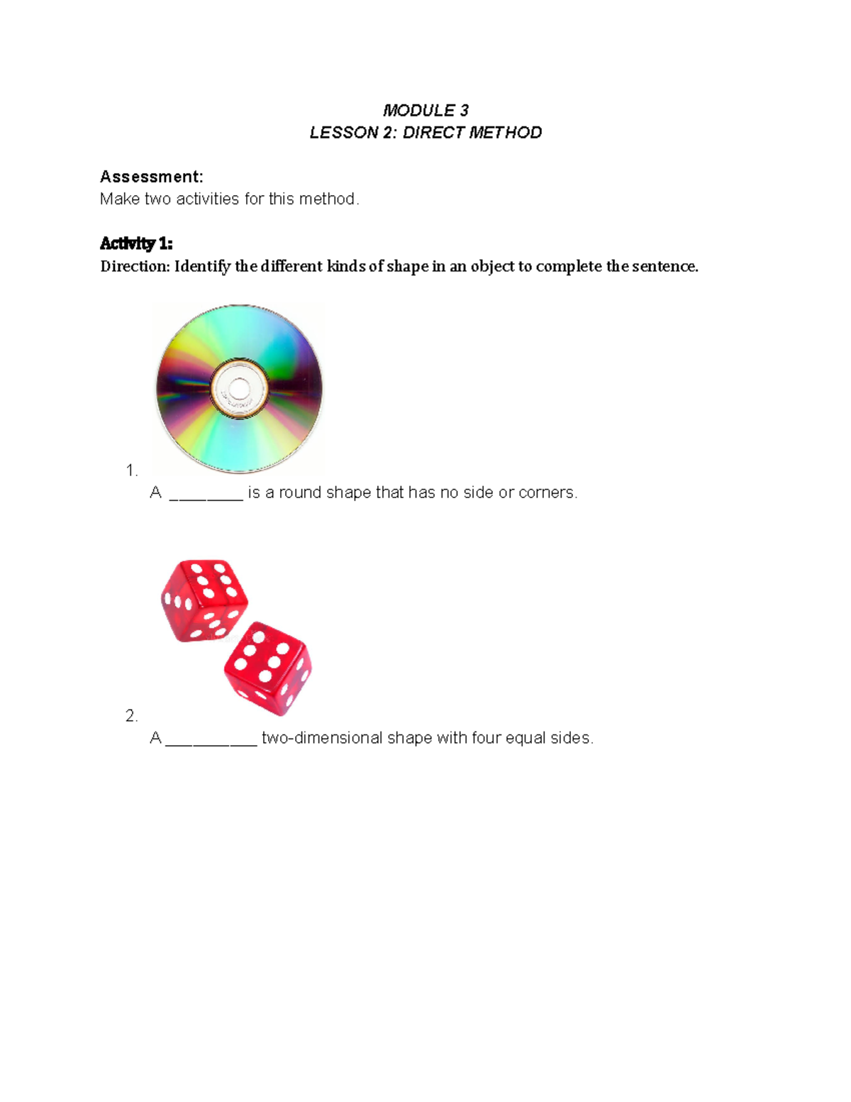 Direct Method Techniques in Teaching Written Examination MODULE 3