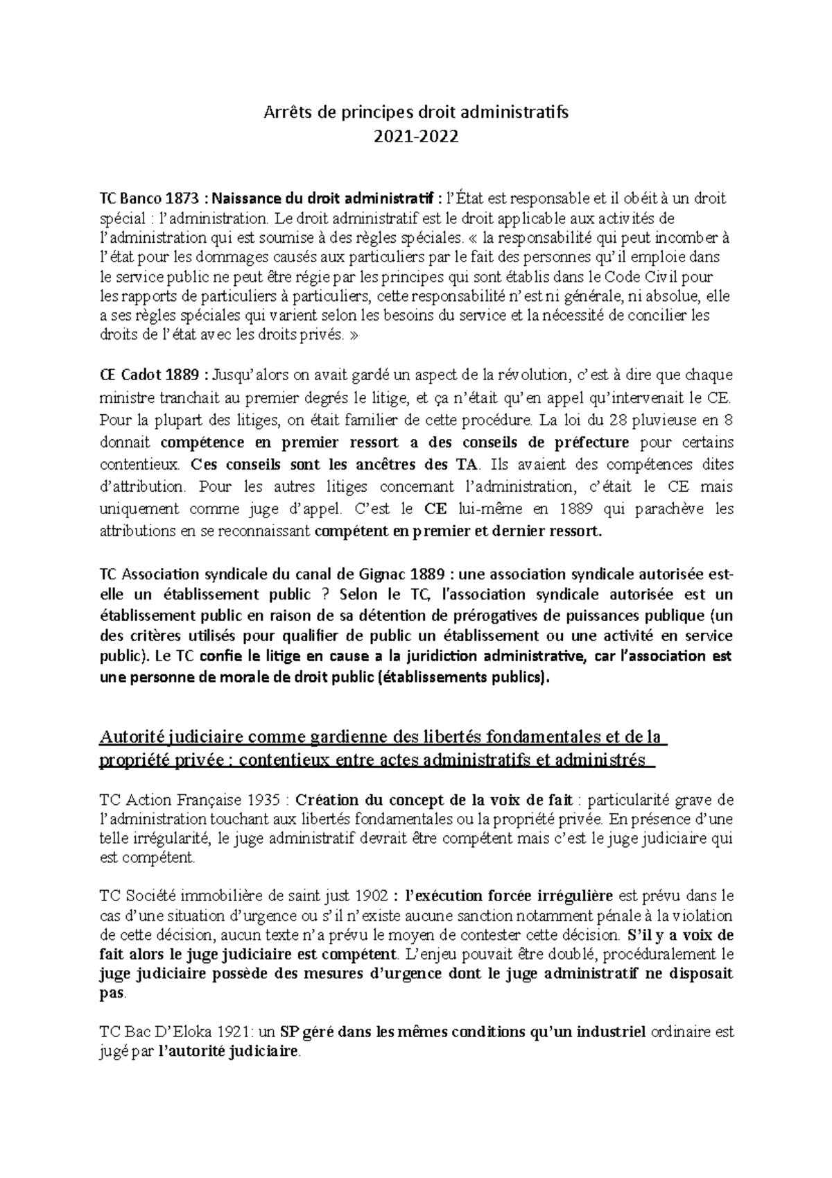 Arretsdeprincipes arrêts importants avec portées. Arrêts de