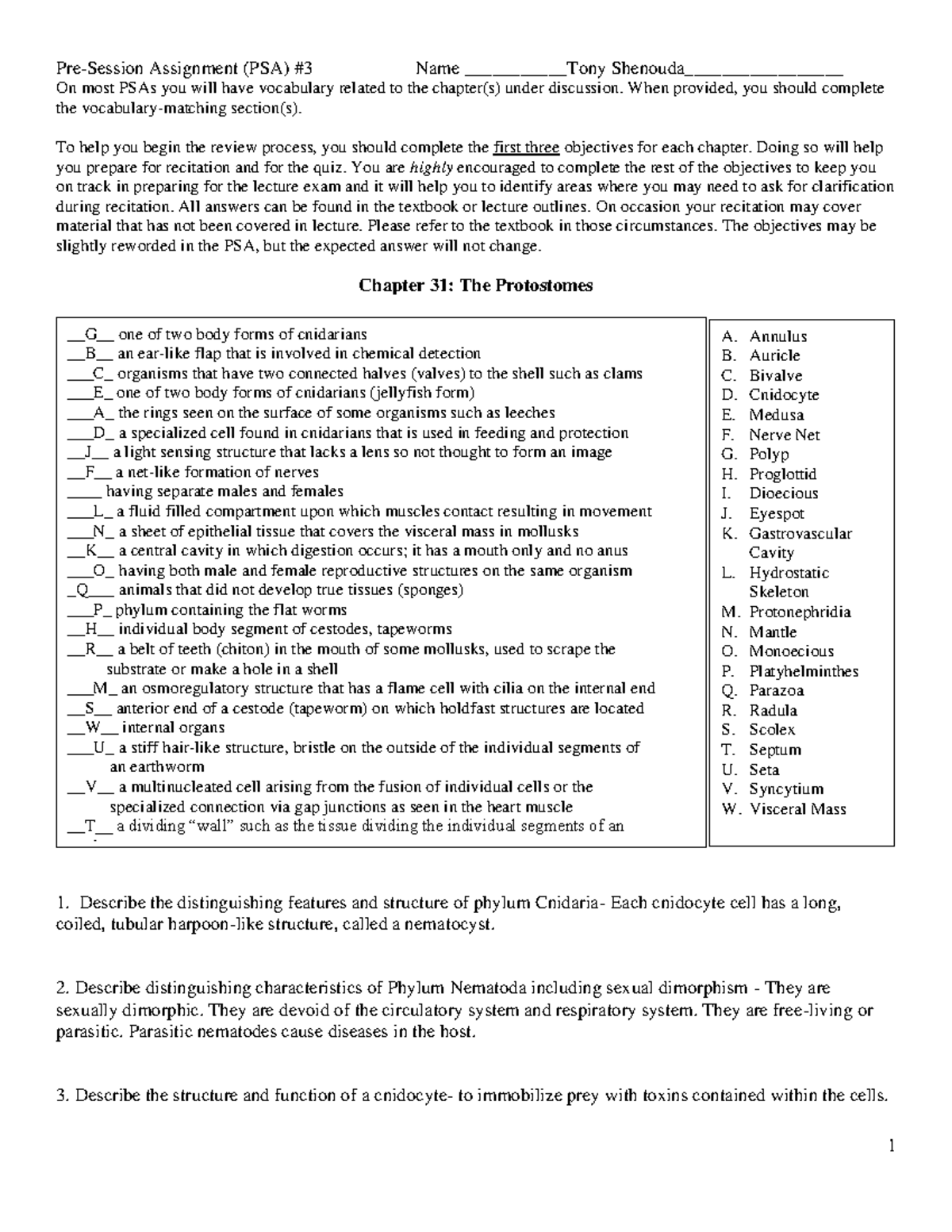 PSA 3 SP24 - psa - 1 Pre-Session Assignment (PSA) # 3 Name Tony ...