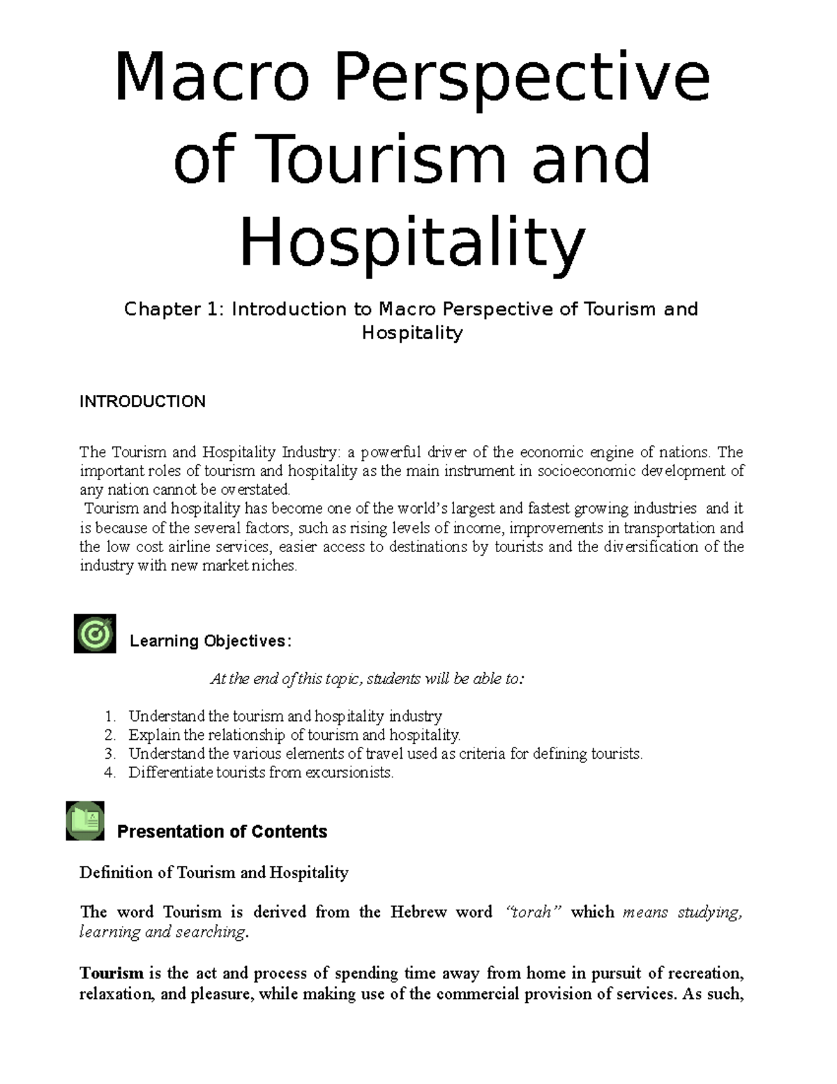 tourism case study questions