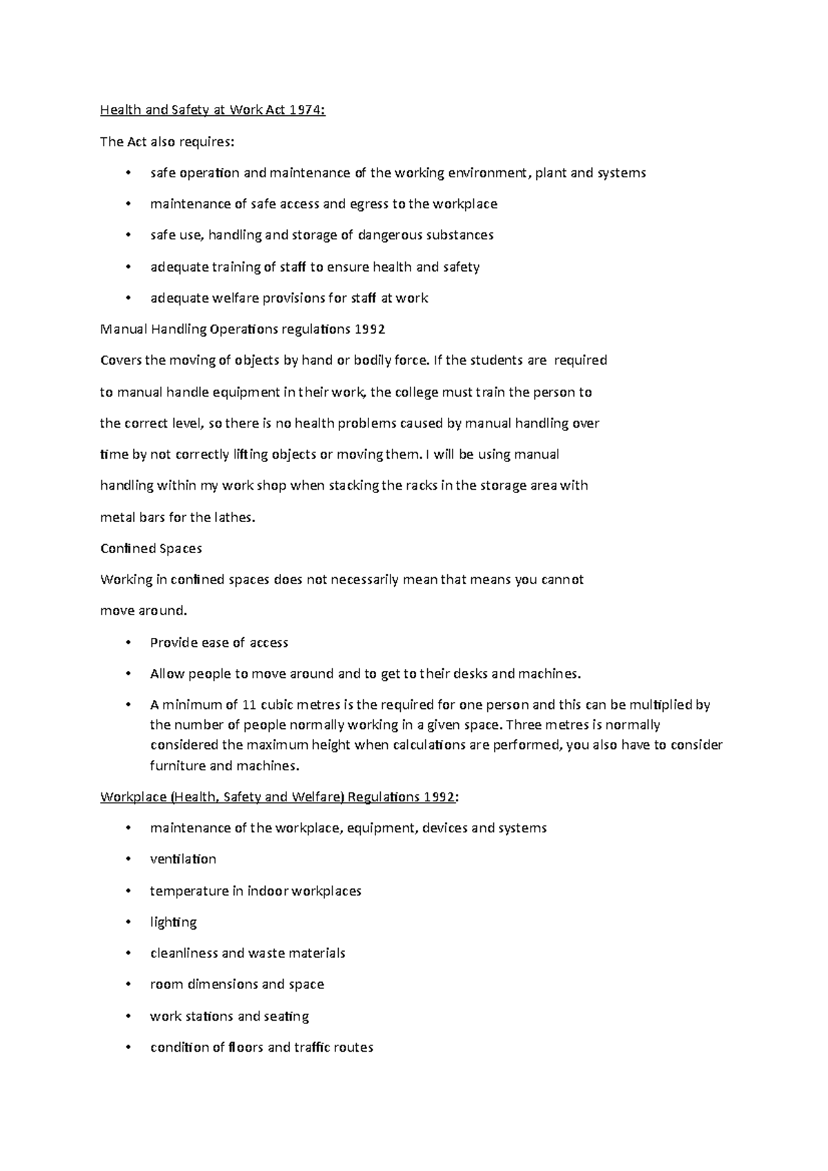 Dissertation work 6 N/a Health and Safety at Work Act 1974 The Act