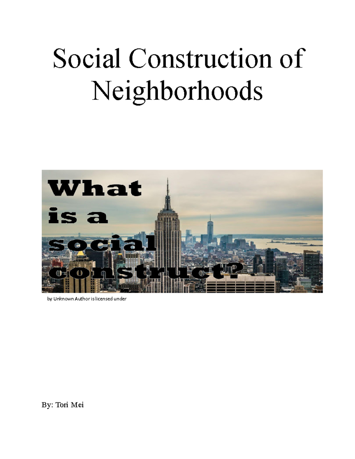 AFR Paper 2 Notes Social Construction of Neighborhoods By