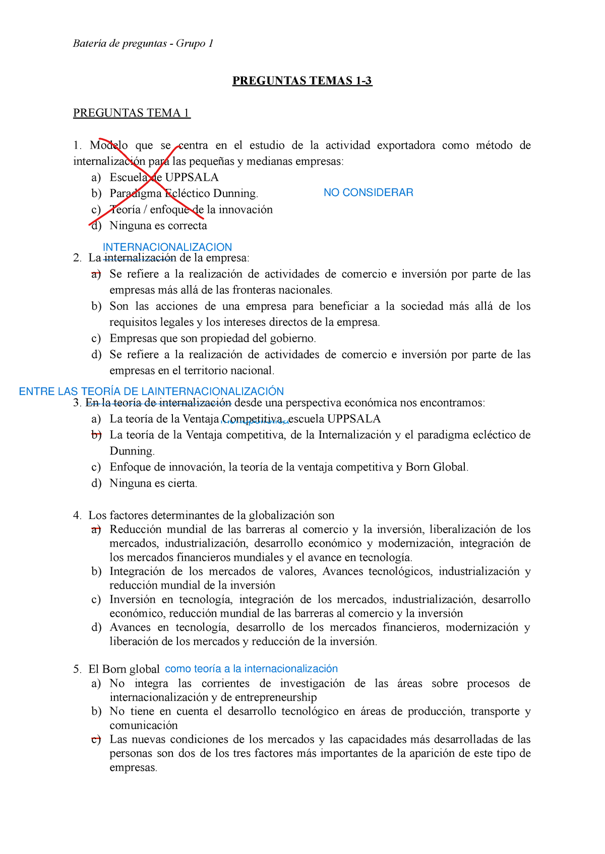 Grupo B - Preguntas Test T - PREGUNTAS TEMAS 1- PREGUNTAS TEMA 1 Modelo ...