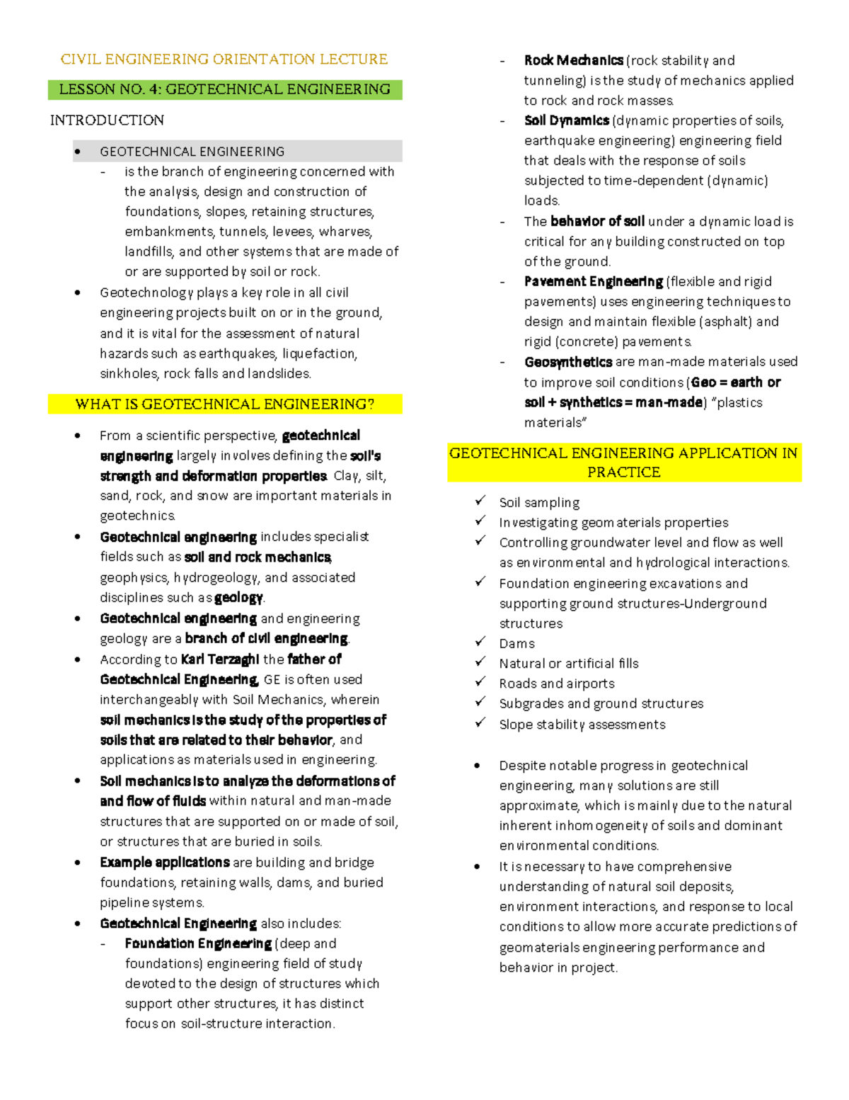 CEO LEC L4 GEO - Lecture notes 1 - CIVIL ENGINEERING ORIENTATION ...