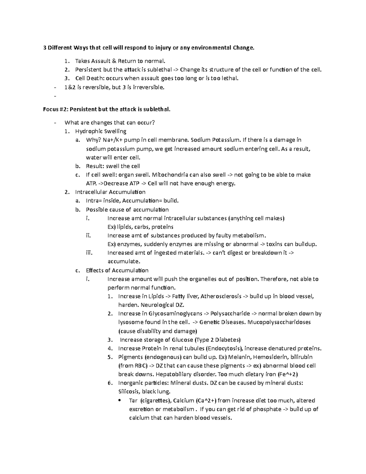 Ch 4 - This is a Lecture Note for CH 4 Cell Injury, Aging, and Death ...