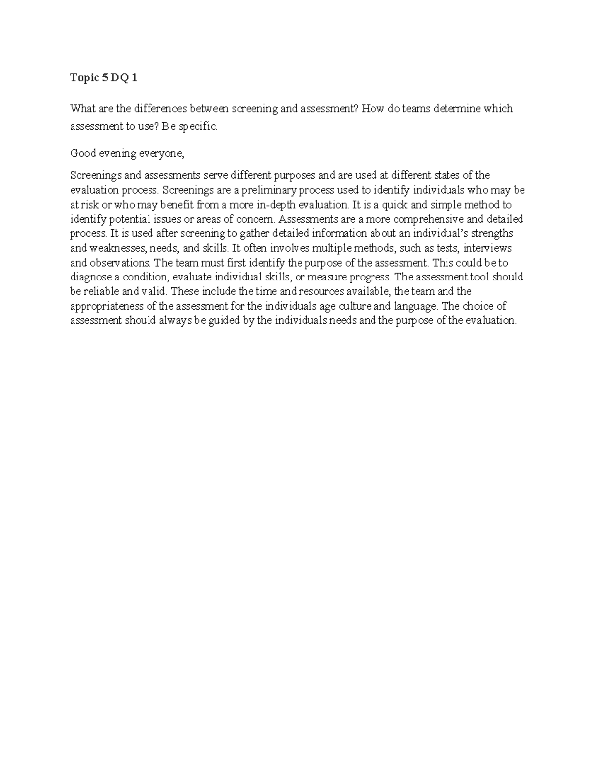Week 5 DQ's - Discussion question - Topic 5 DQ 1 What are the ...