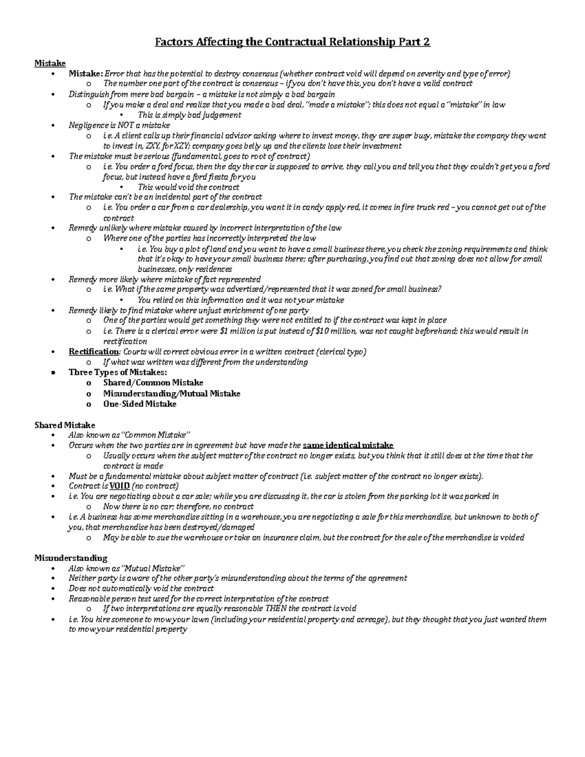 BLAW 402 - Factors Affecting The Contractual Relationship Part 2 ...