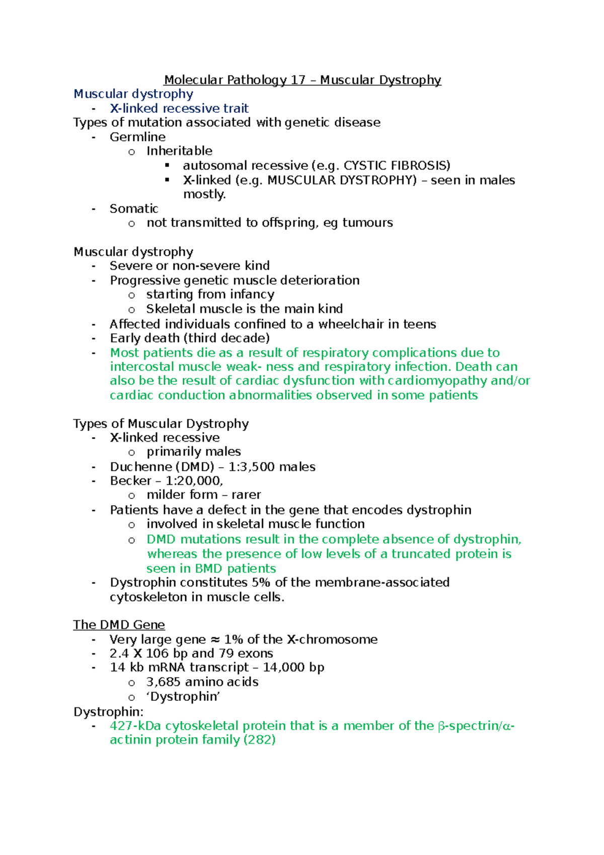 Molecular Pathology 17 - Muscular Dystrophy - Molecular Pathology 17 ...