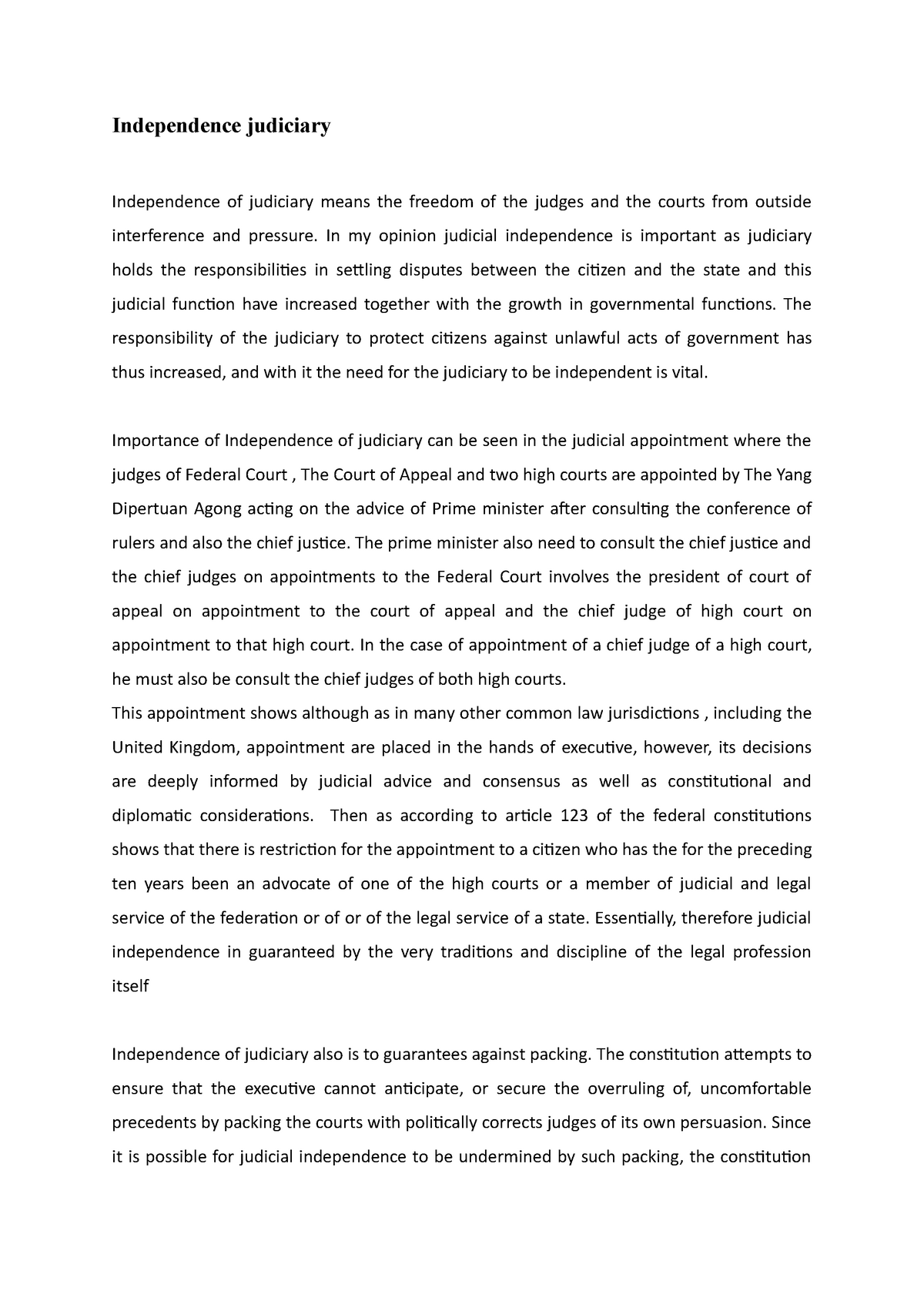 independence of judiciary essay pdf