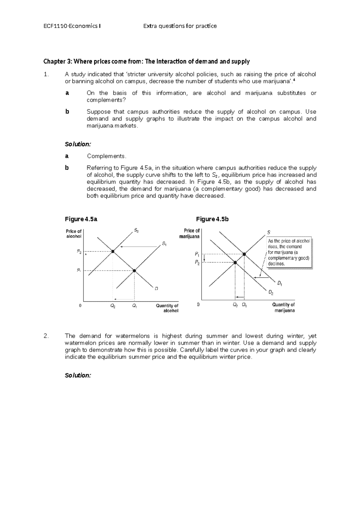 Extra practice questions Microeconomics - Chapter 3: Where prices come ...