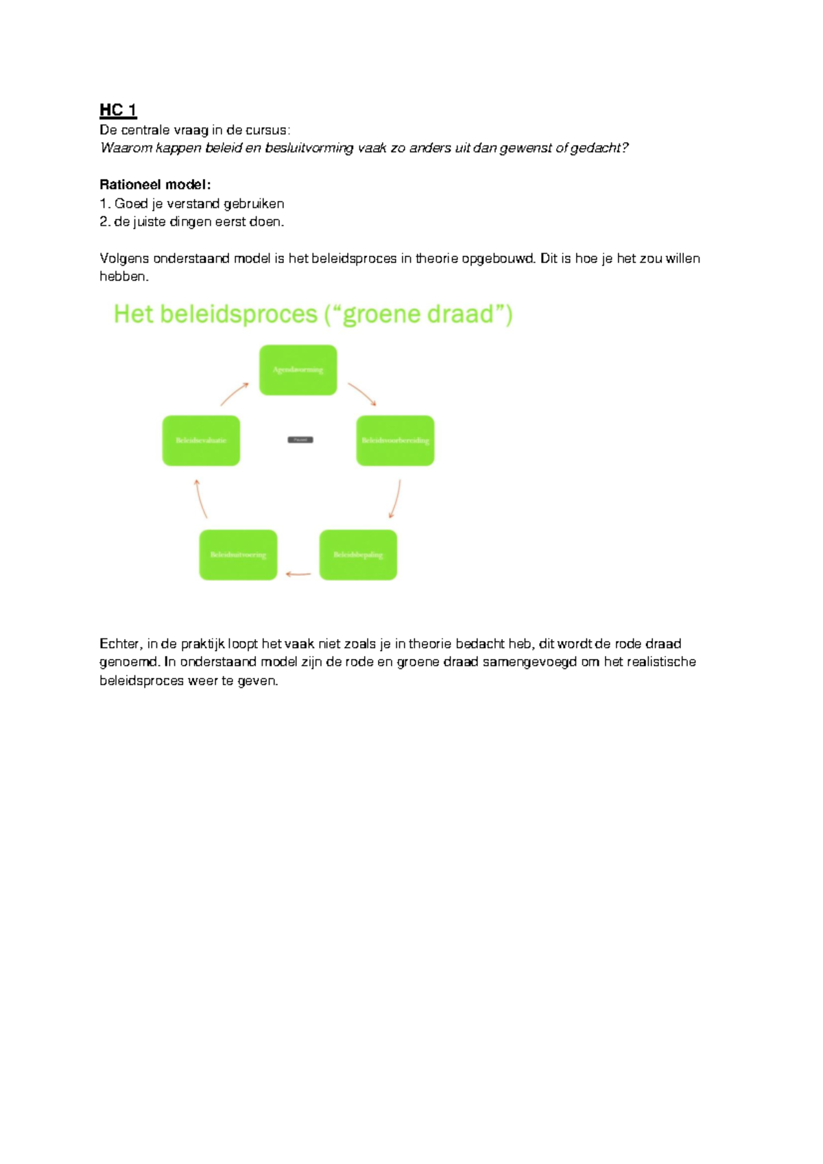 Beleid En Besluitvorming Samenvatting - HC 1 De Centrale Vraag In De ...