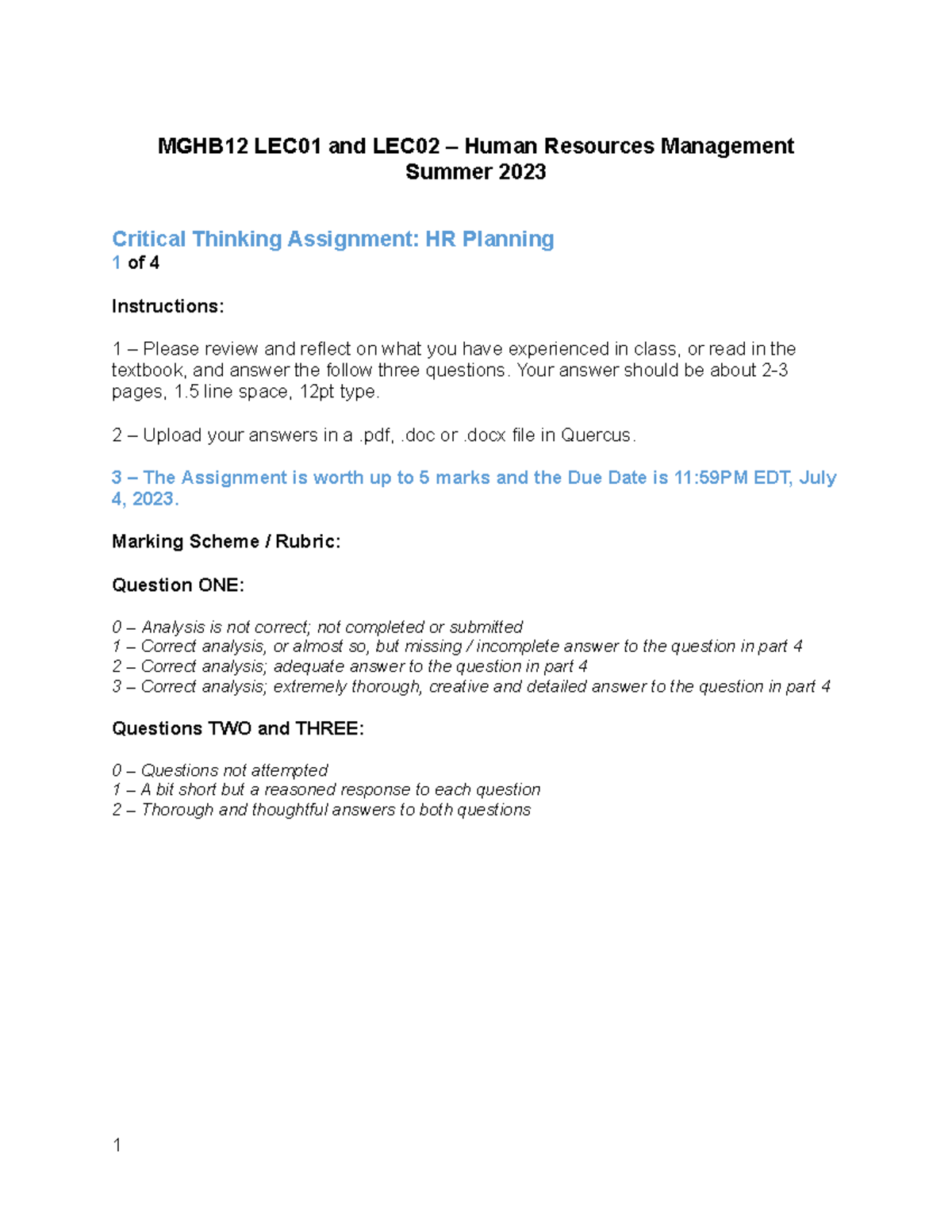 MGHB12 – 2023 - Individual Assignment 1 - MGHB12 LEC01 and LEC02 ...
