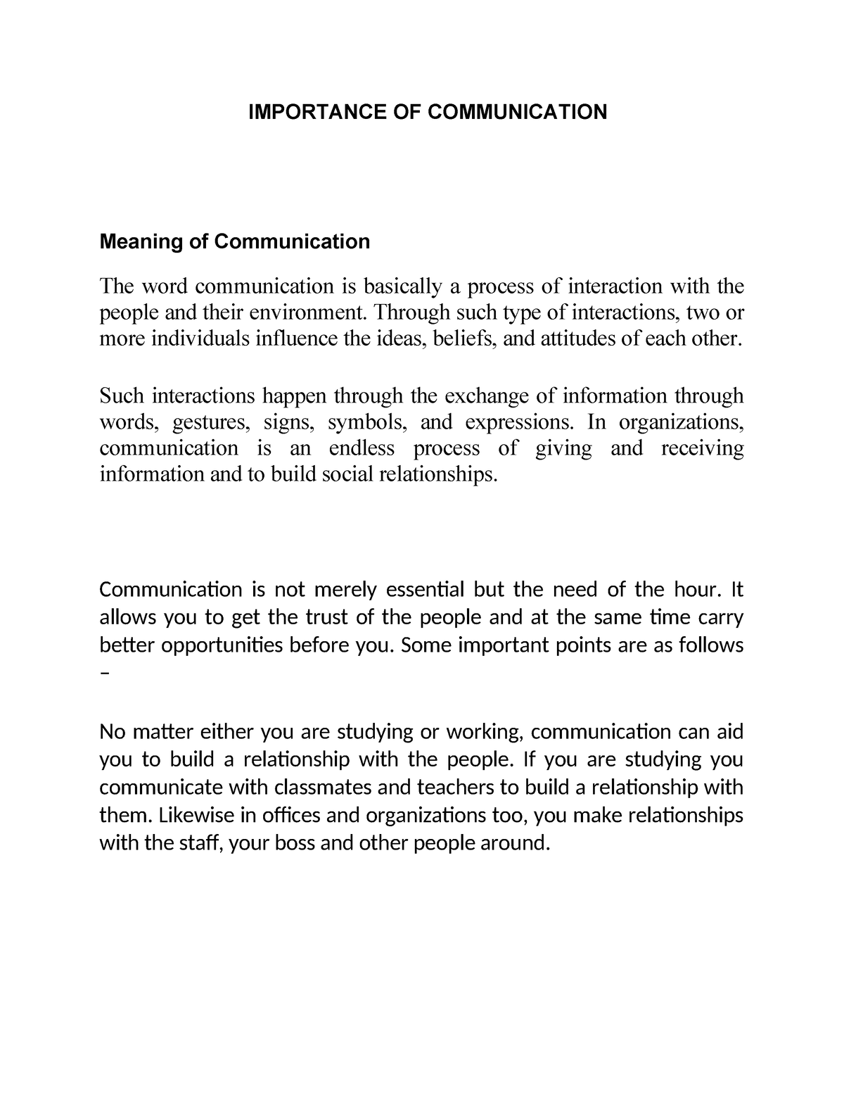 importance of communication essay 150 words