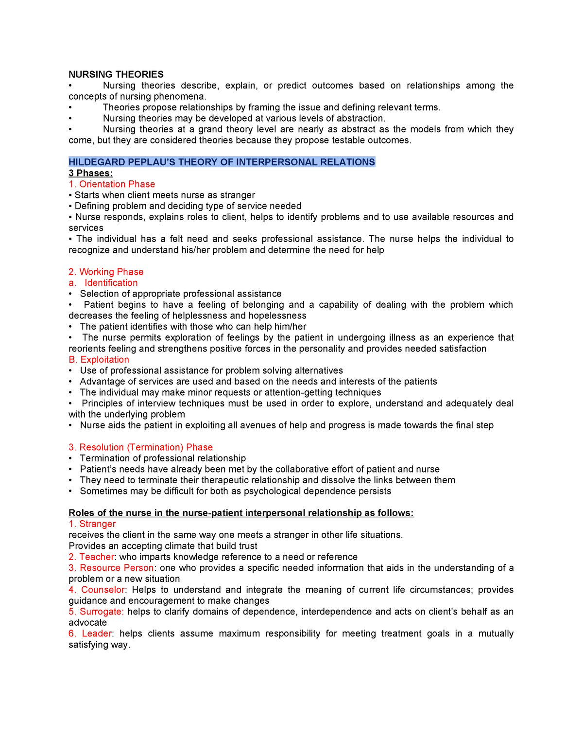 Midterm (2)- TFN - Theoretical Foundation Of Nursing - NURSING THEORIES ...