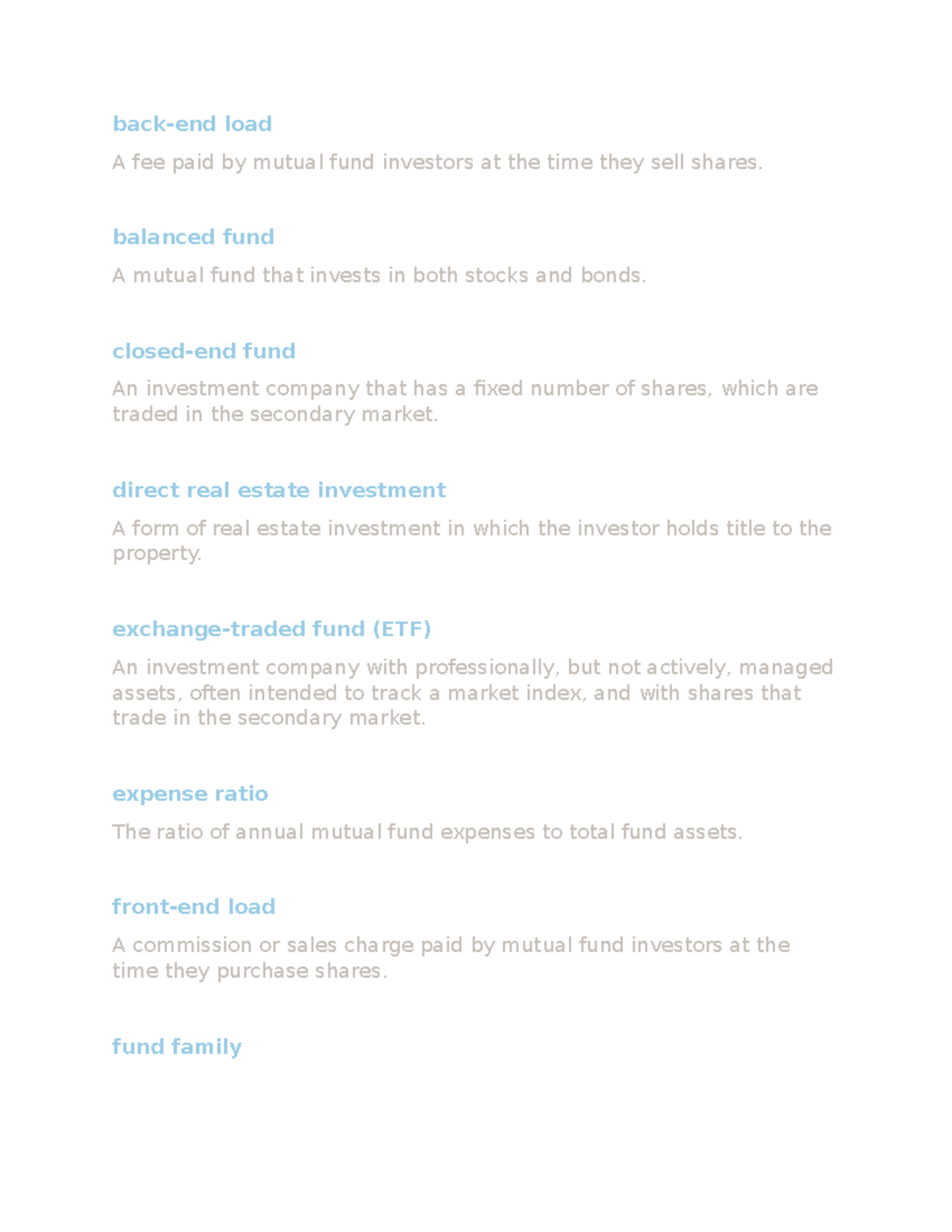 Chapter 13 week 5 vocabulary words study guide notes backend load A
