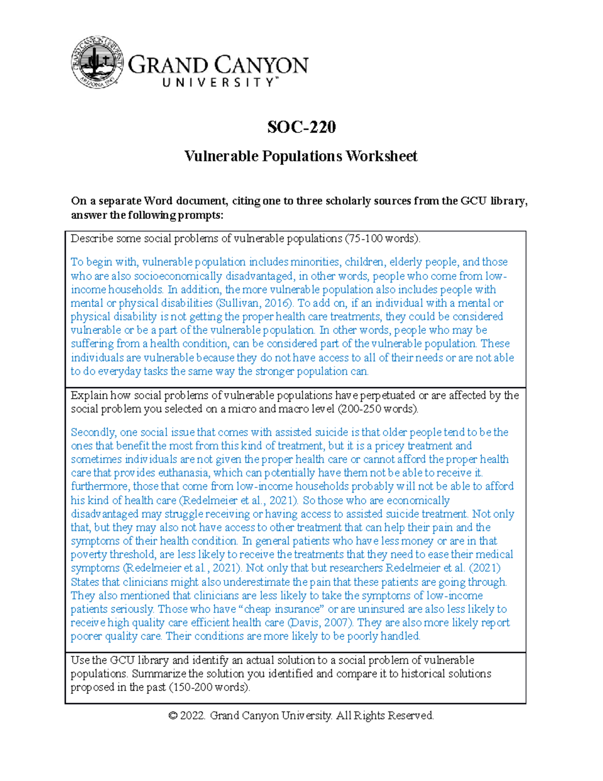 SOC 220 T4 Vulnerable Populations Worksheet Due March 6 SOC Vulnerable Populations Worksheet 