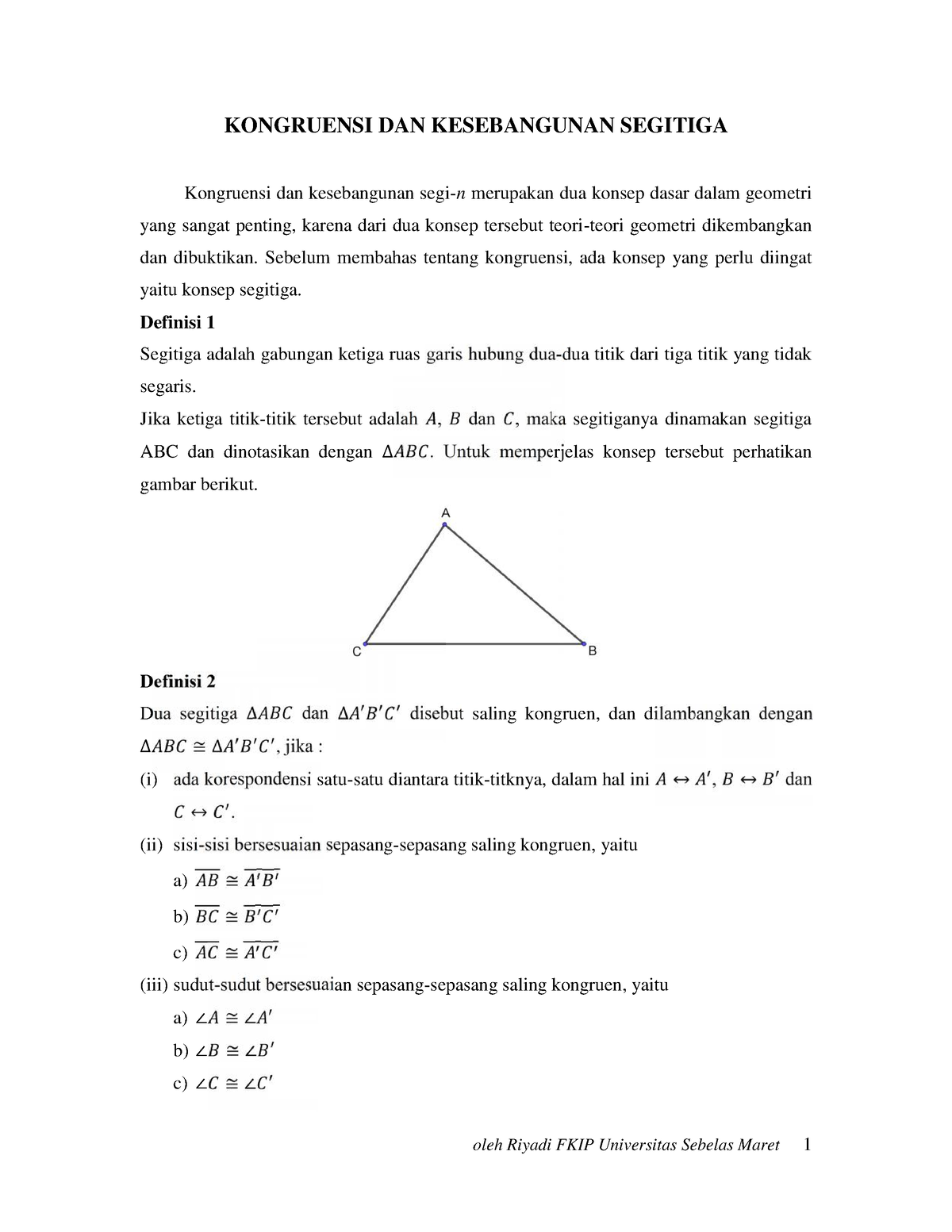 Kongruensi Dan Kesebangunan Segi-n (Maret 2020) - KONGRUENSI DAN ...