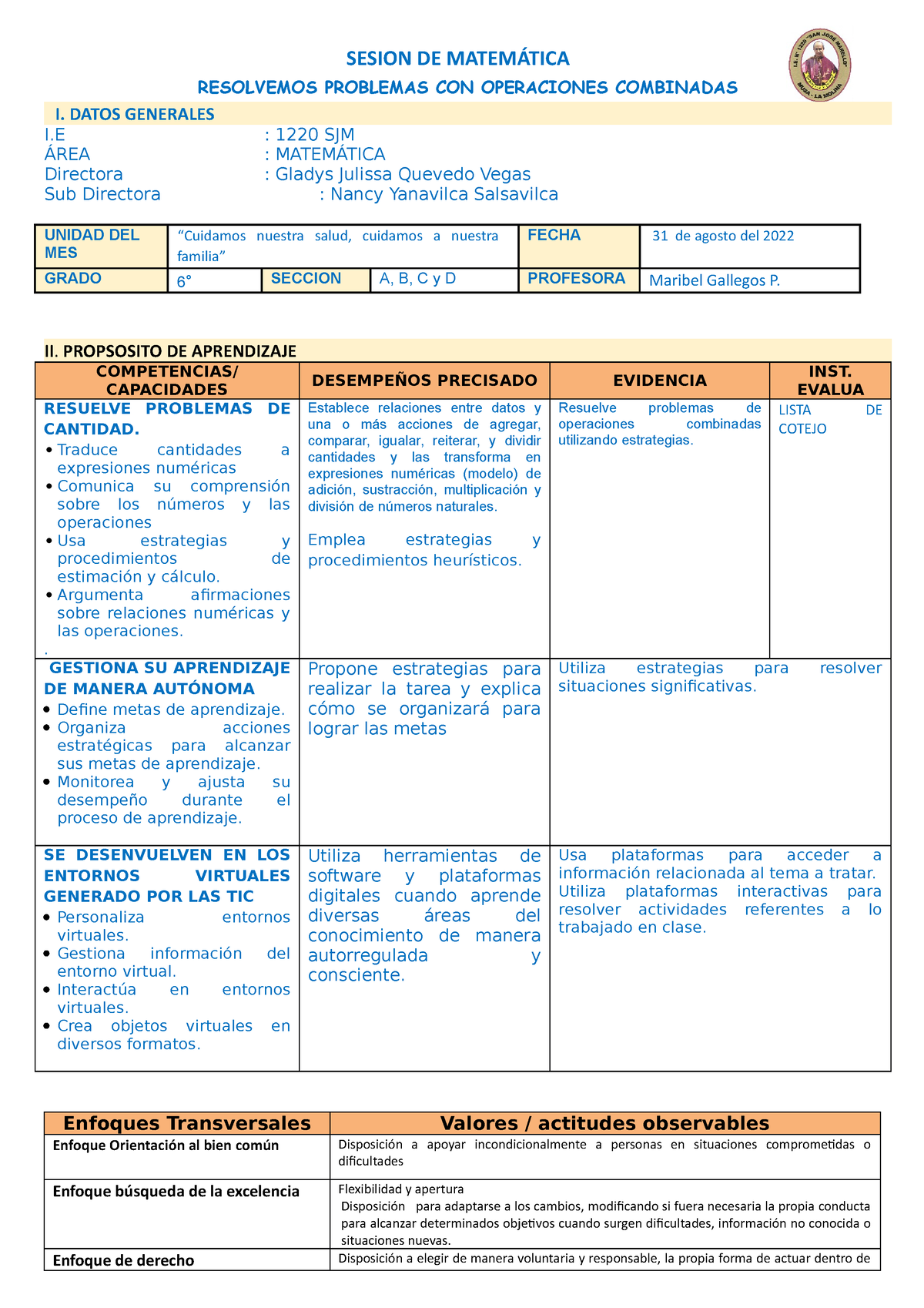 Sesion De Operaciones Combinadas Sesion De MatemÁtica Resolvemos Problemas Con Operaciones 7152