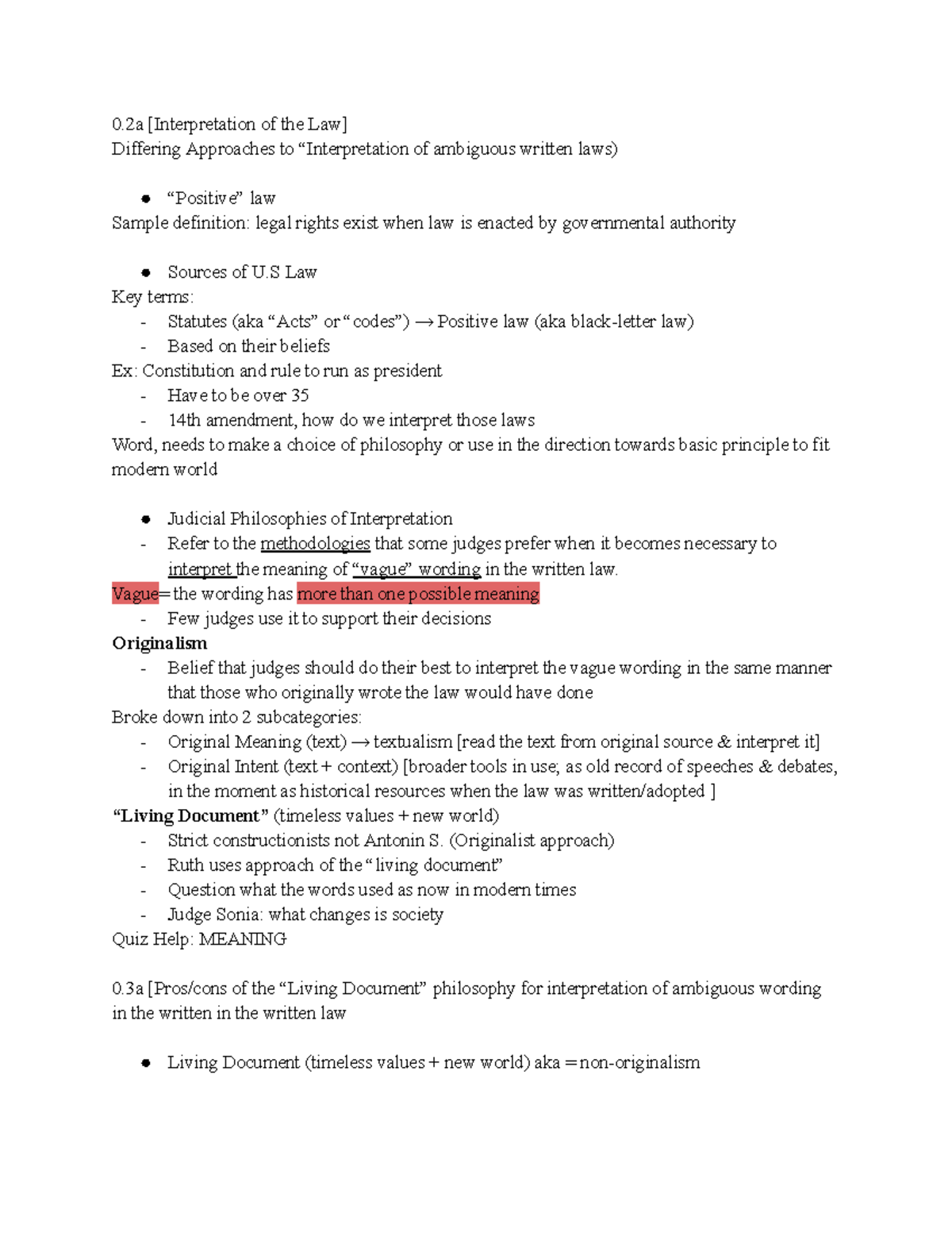 0.2a ,0.3a, 0.4a Notes - 0 [Interpretation of the Law] Differing ...