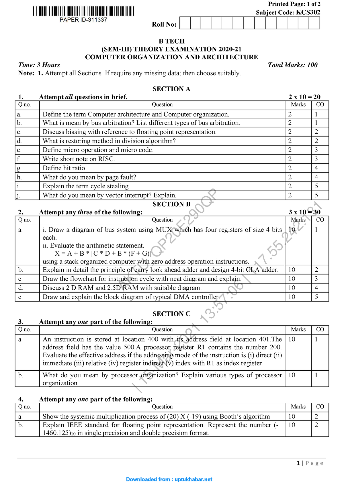 Computer- Organization-AND- Architecture-KCS-302-1 - AKTU_QP20E290QP ...