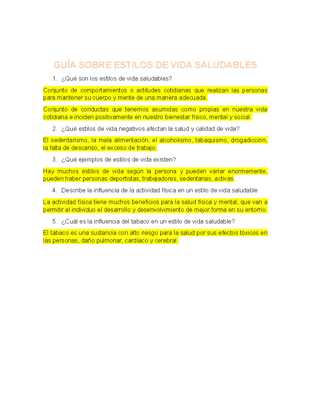 Sy N 4 4 GUIA 5 6 - SOBRE ESTILOS DE VIDA SALUDABLES 1. Son Los Estilos ...