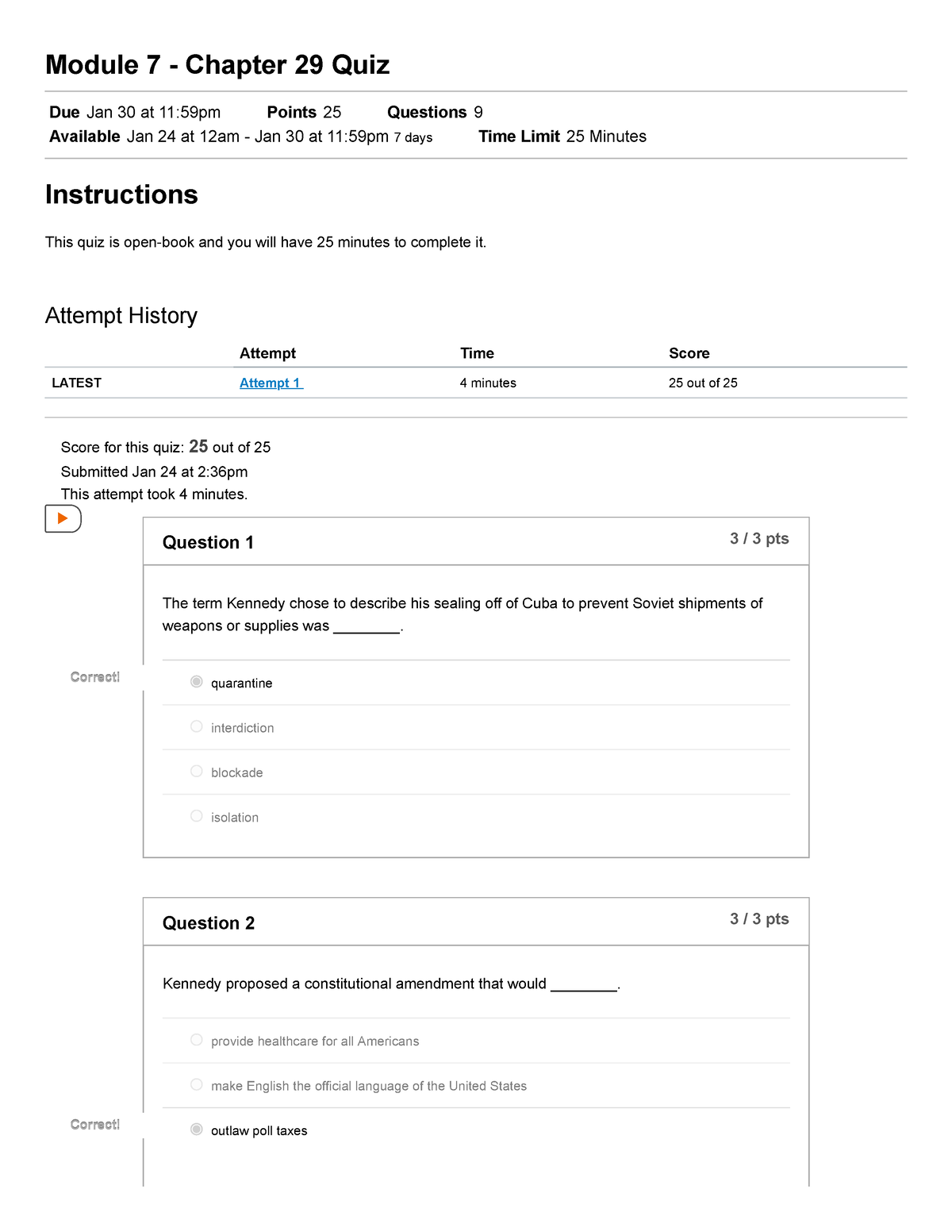 Module 7 - Chapter 29 Quiz HIST175-44527 (ONL) U.S. History Since 1876 ...