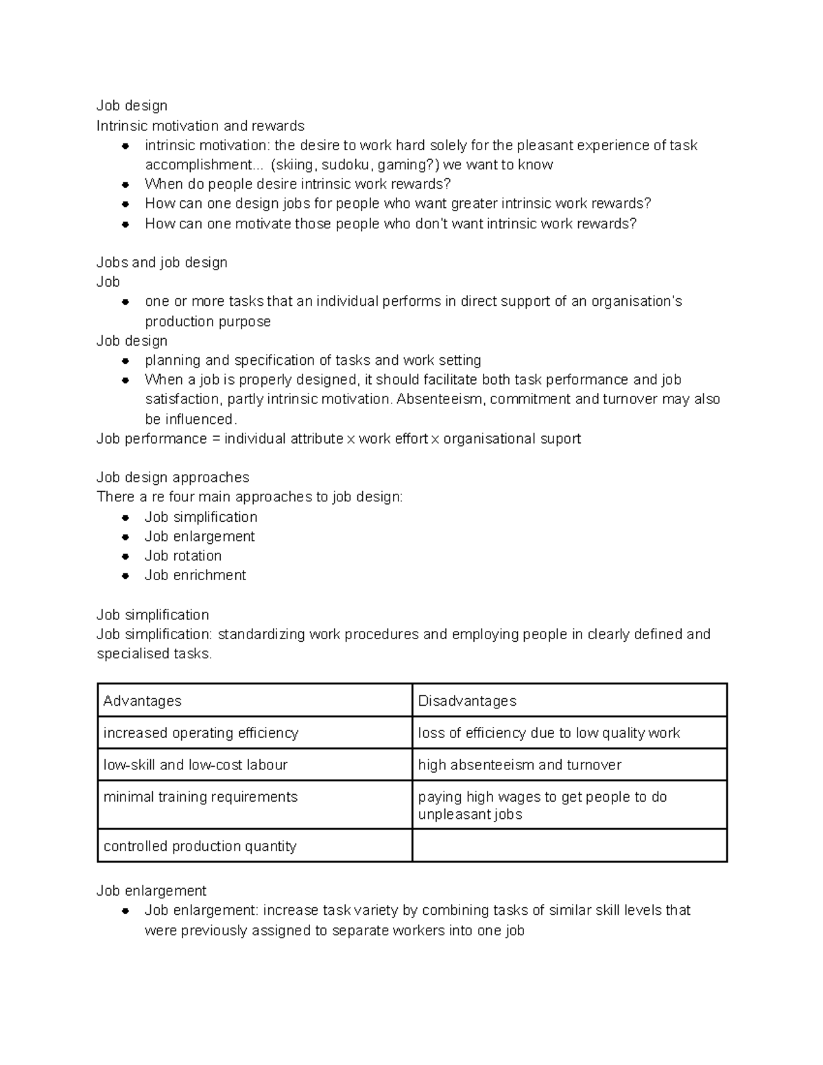 Week 6 - lecture notes - Job design Intrinsic motivation and rewards ...