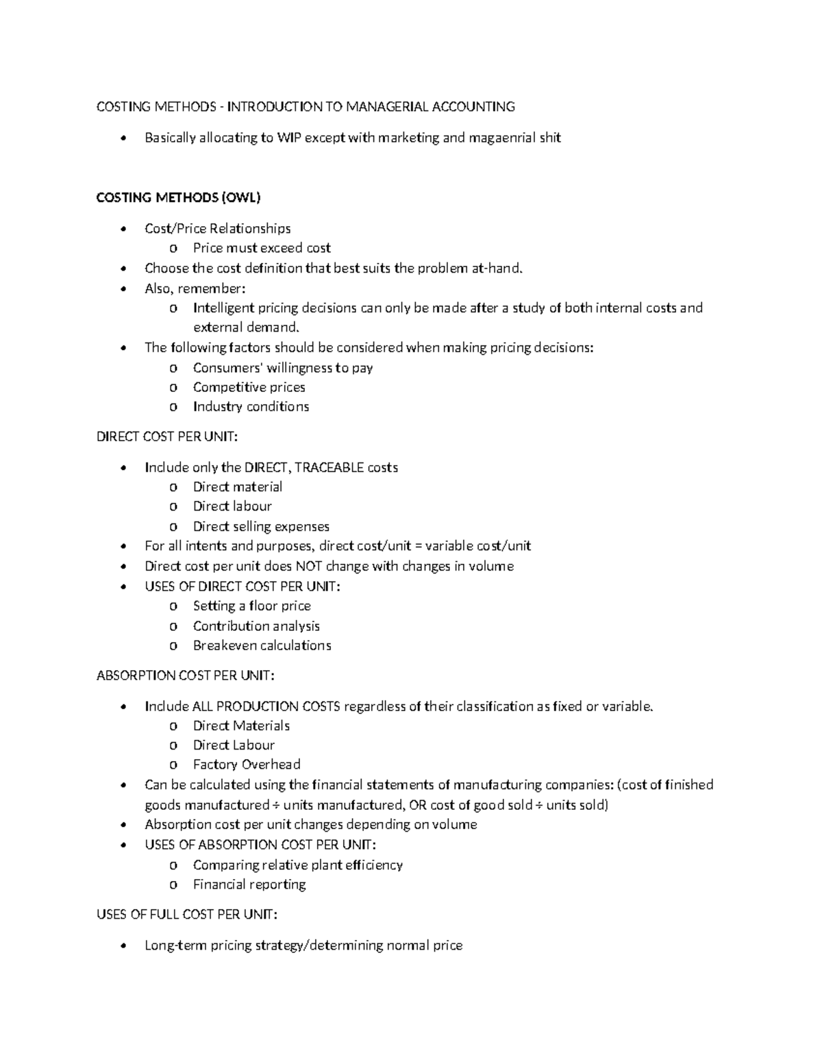Bus2257 - session 5 - COSTING METHODS - INTRODUCTION TO MANAGERIAL ...