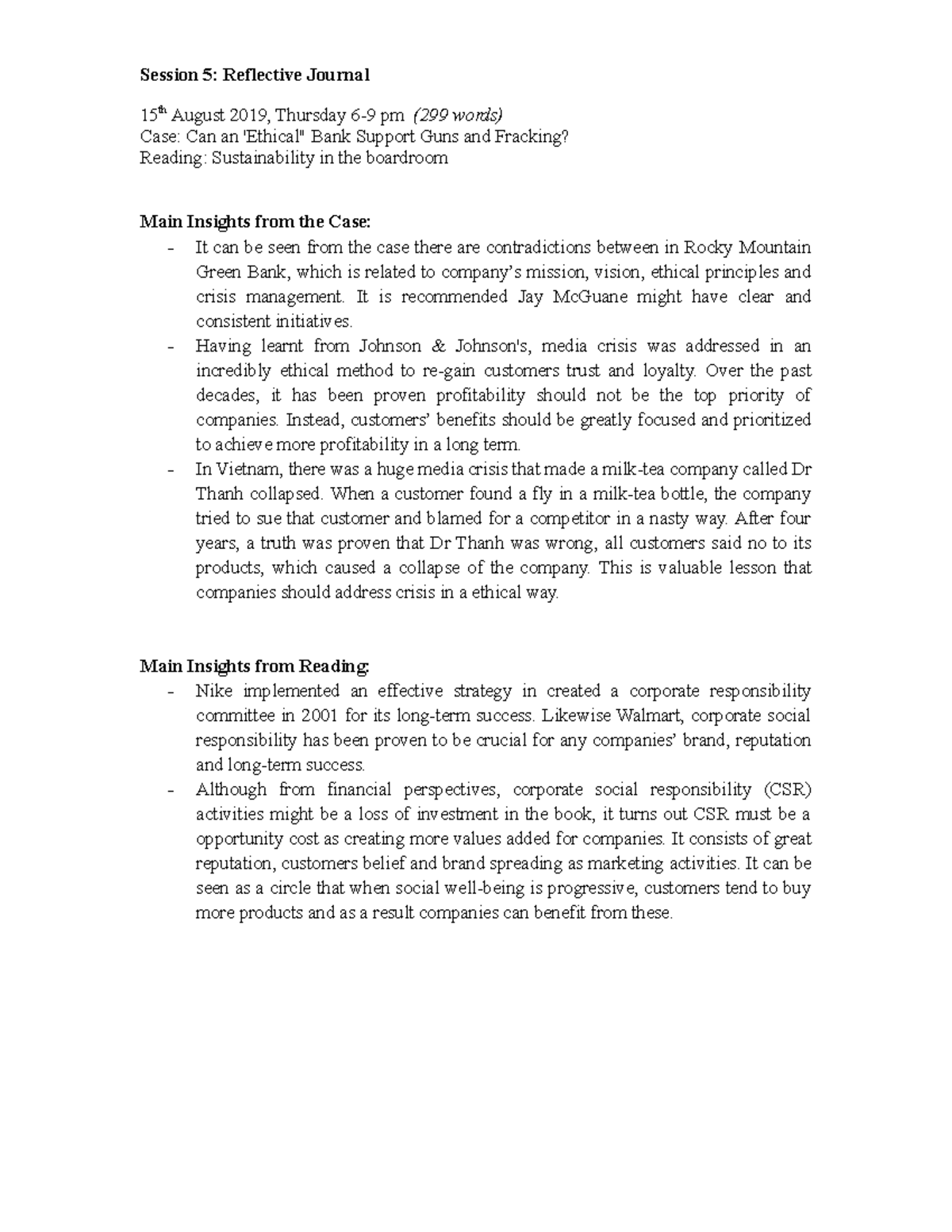 Session 5 Reflective Assignment - Session 5: Reflective Journal 15 th ...