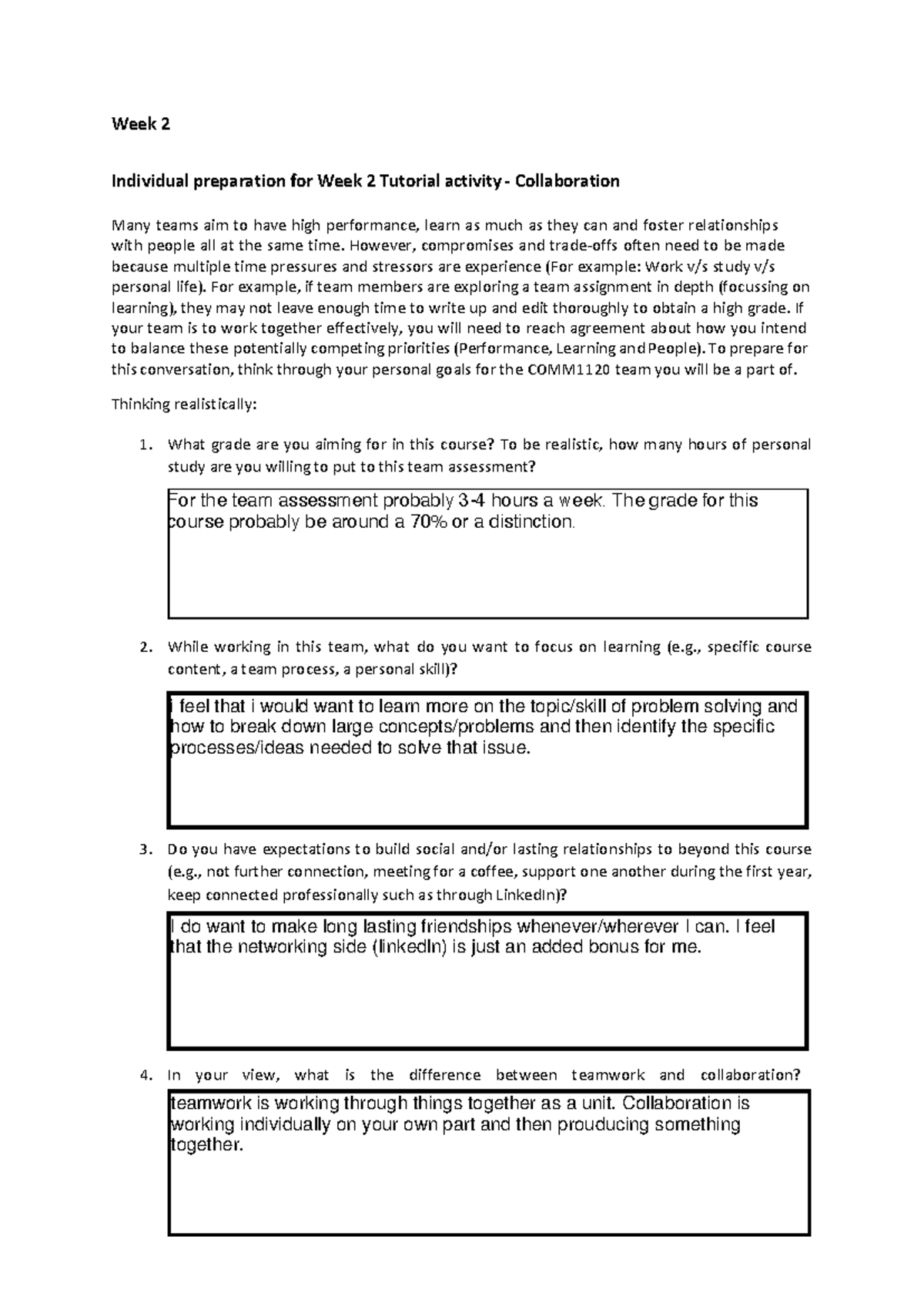 COMM1120 WK 2- indivdual assessment - Week 2 Individual preparation for ...
