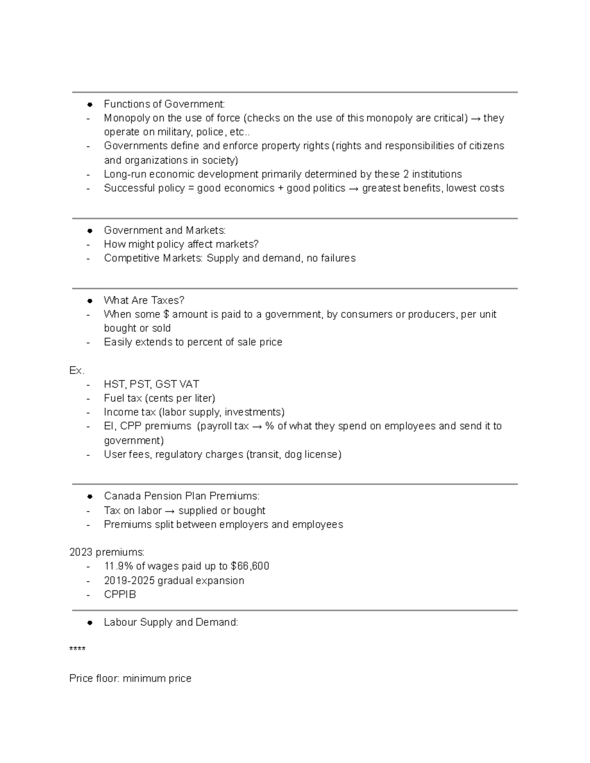 ME Lecture 7 - Notes - Functions of Government: Monopoly on the use of ...