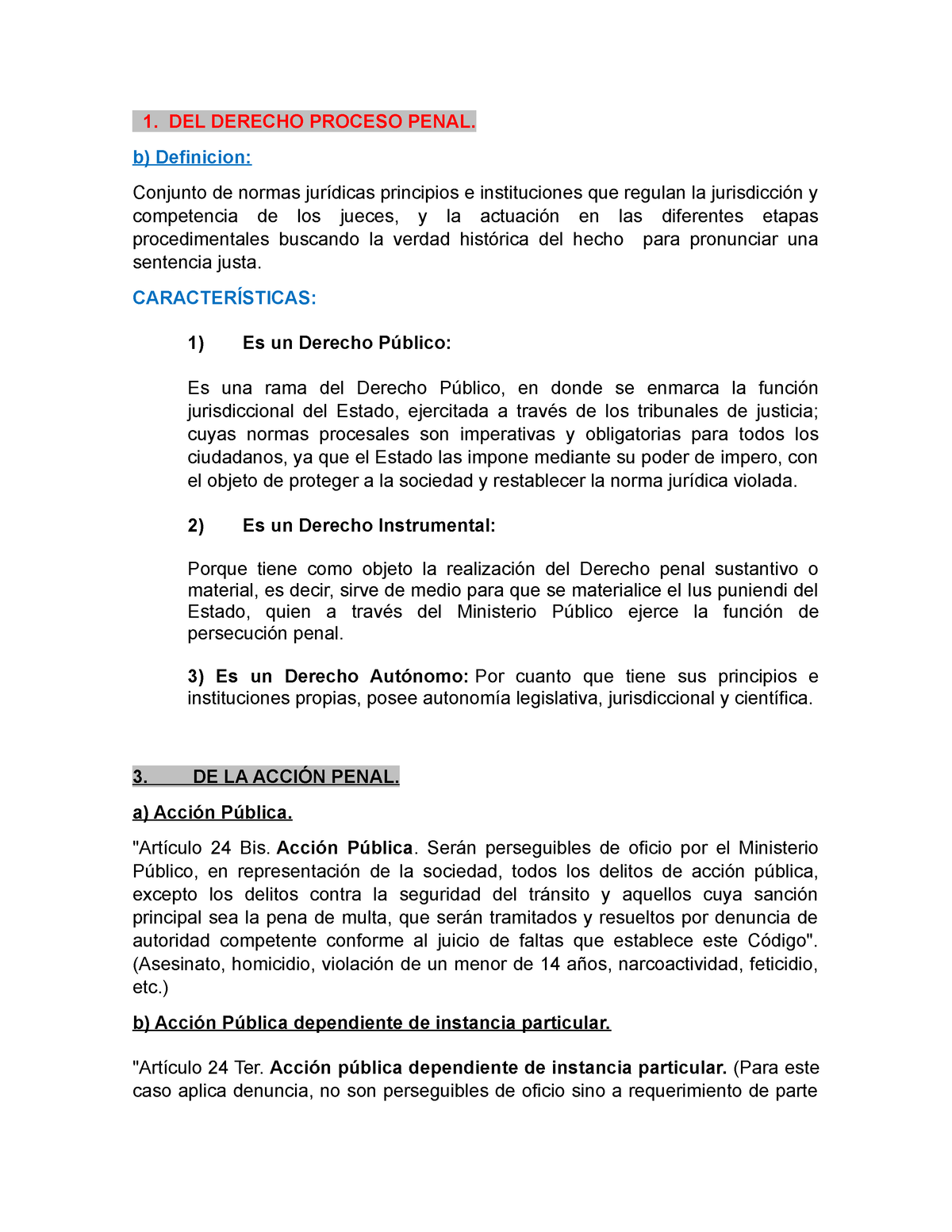 GUIA Derecho Procesal Penal Completa - 1. DEL DERECHO PROCESO PENAL. B ...