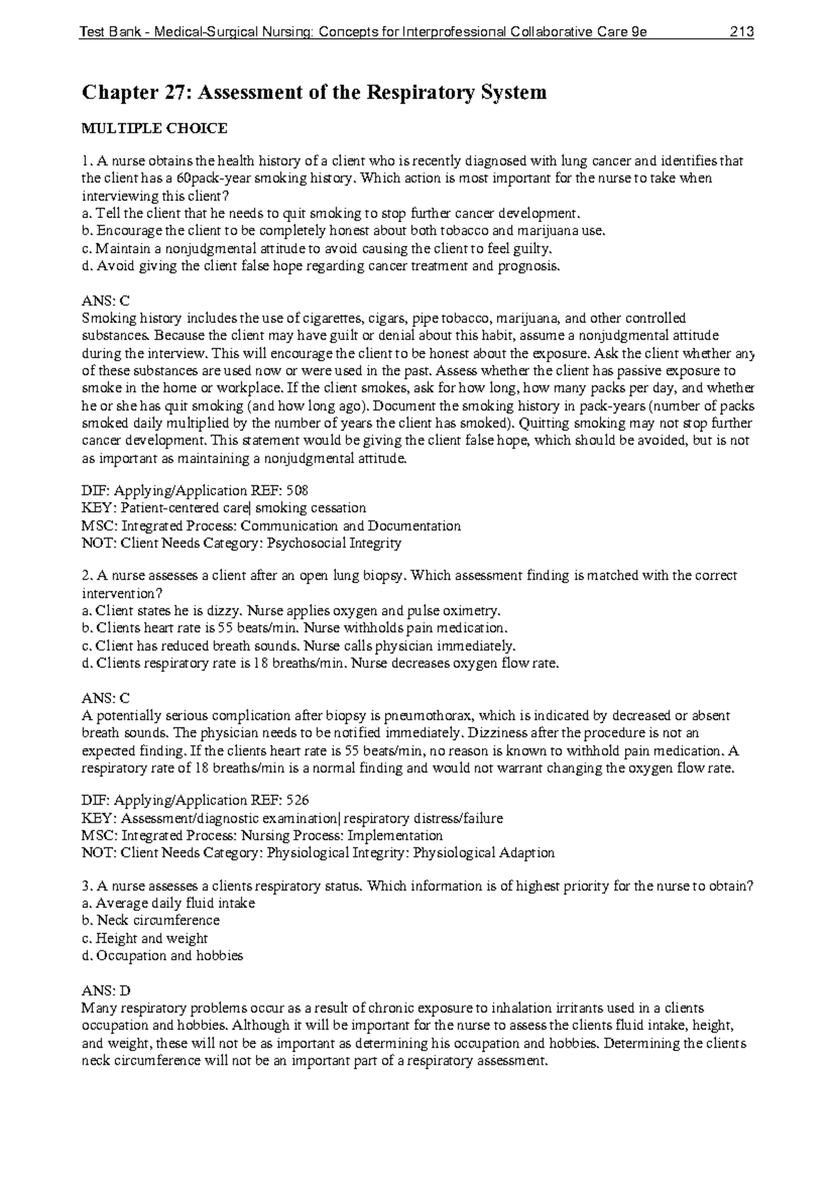 Respiratory IGGY Test Bank MedicalSurgical Nursing Concepts for