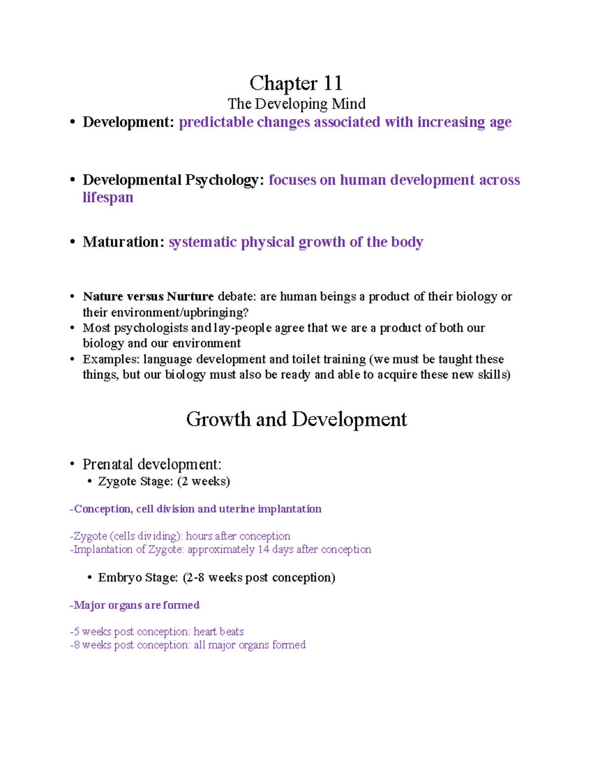Psych Chapter 11 - Beth Gerace - Chapter 11 The Developing Mind ...