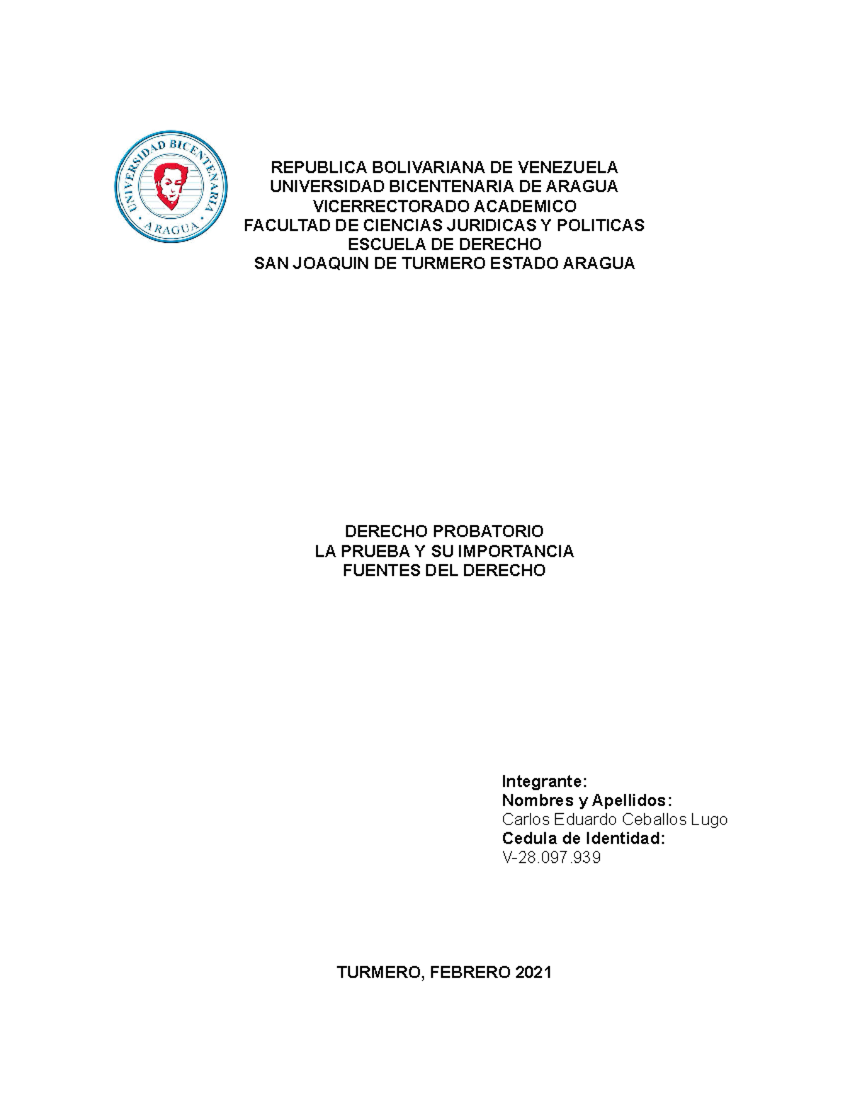 MAPA Conceptual Derecho Probatorio - REPUBLICA BOLIVARIANA DE VENEZUELA ...