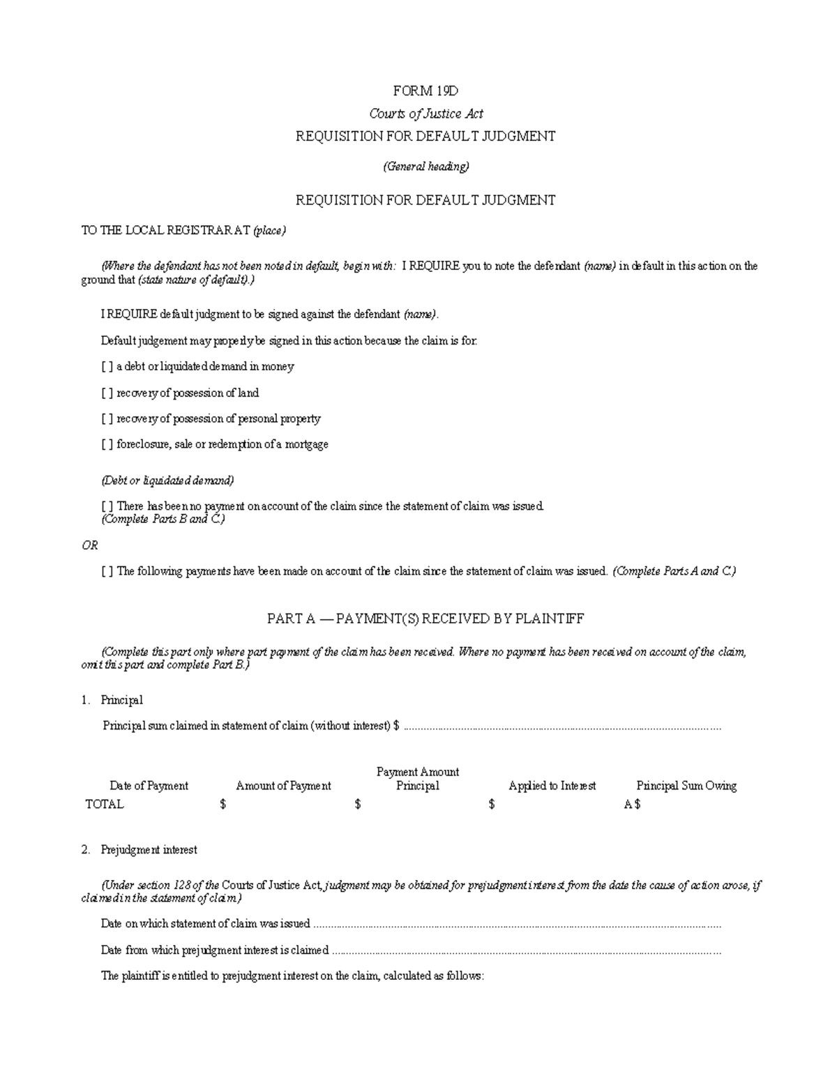Rcp e 19d 0707 - requisition of default - FORM 19D Courts of Justice ...