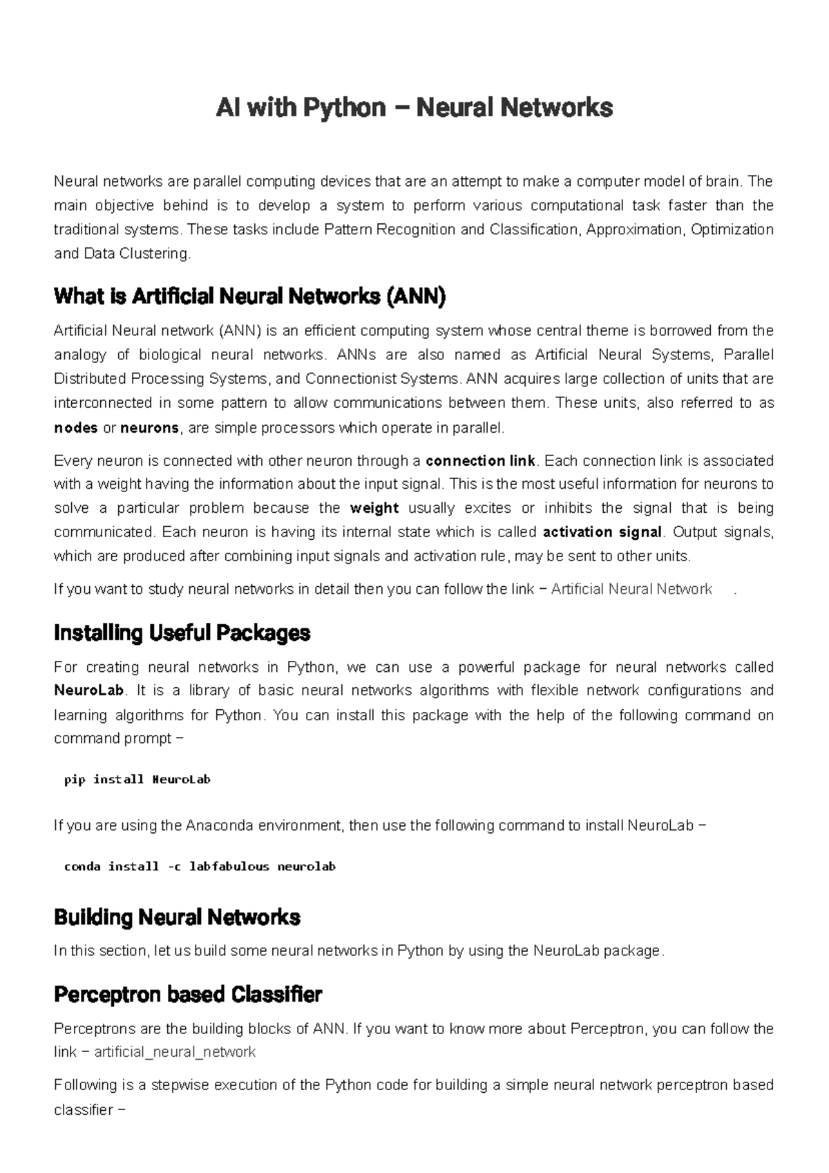 AI with PythonNeural Networks AI with Python Neural Networks