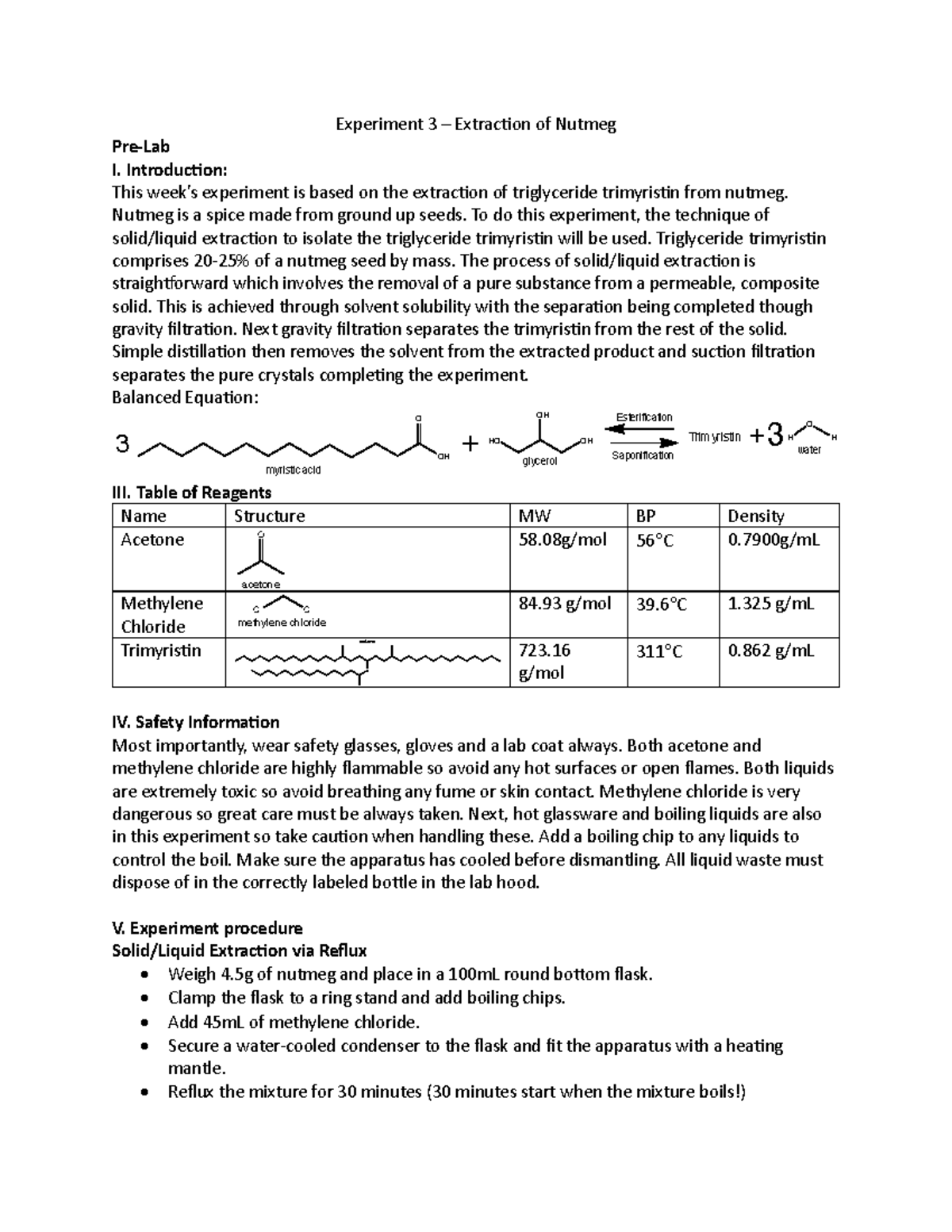 Experiment 3 of Nutmeg Triglyceride Extraction Studocu