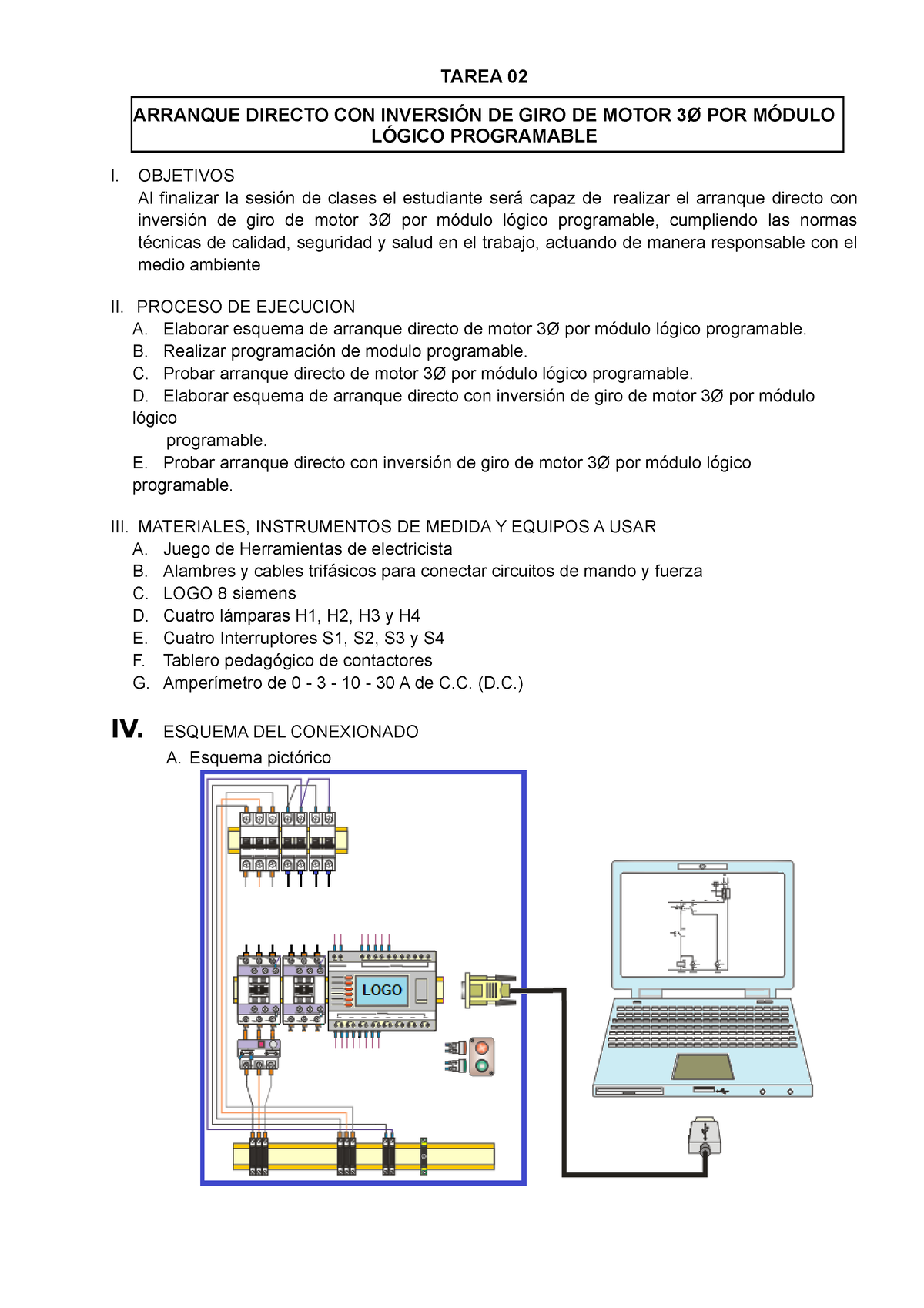 Tarea Tarea Arranque Directo Con Inversi N De Giro De Motor