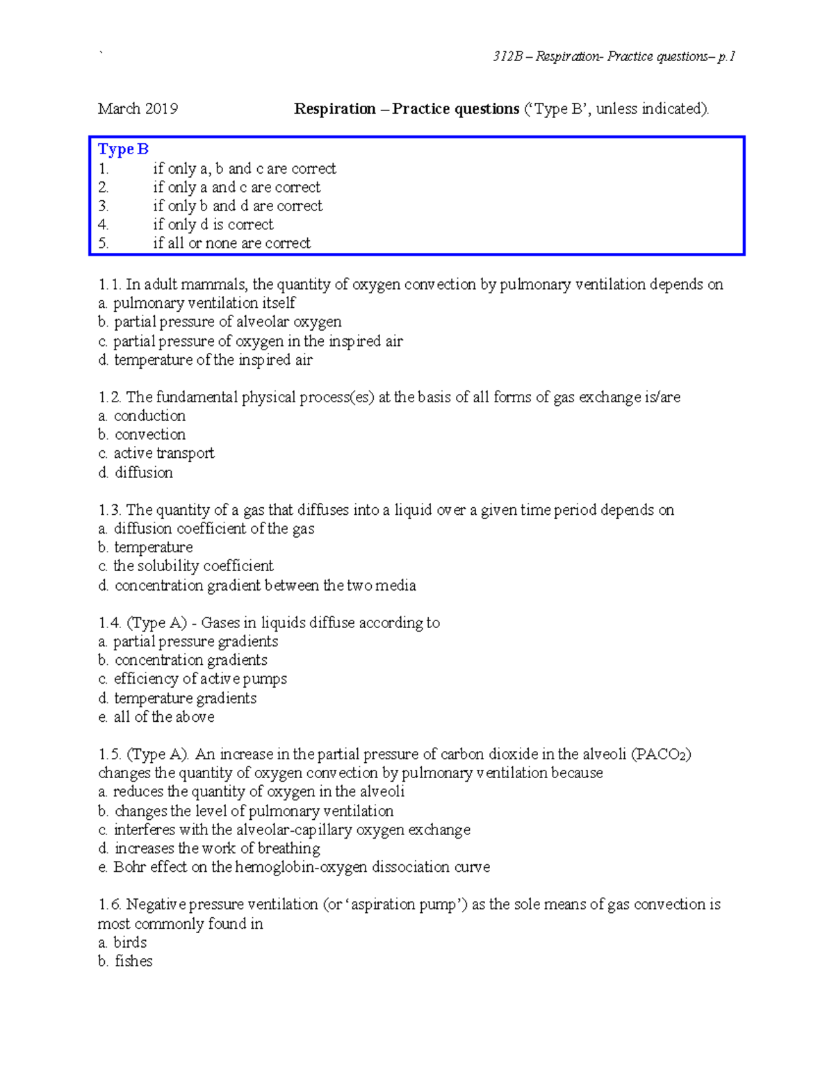 Practice questions (March 2019 ) - March 2019 Respiration – Practice ...