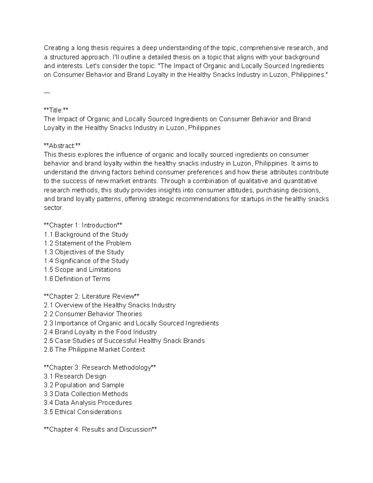 Thesis v1 - analaysis and comprehensive details - Creating a long ...