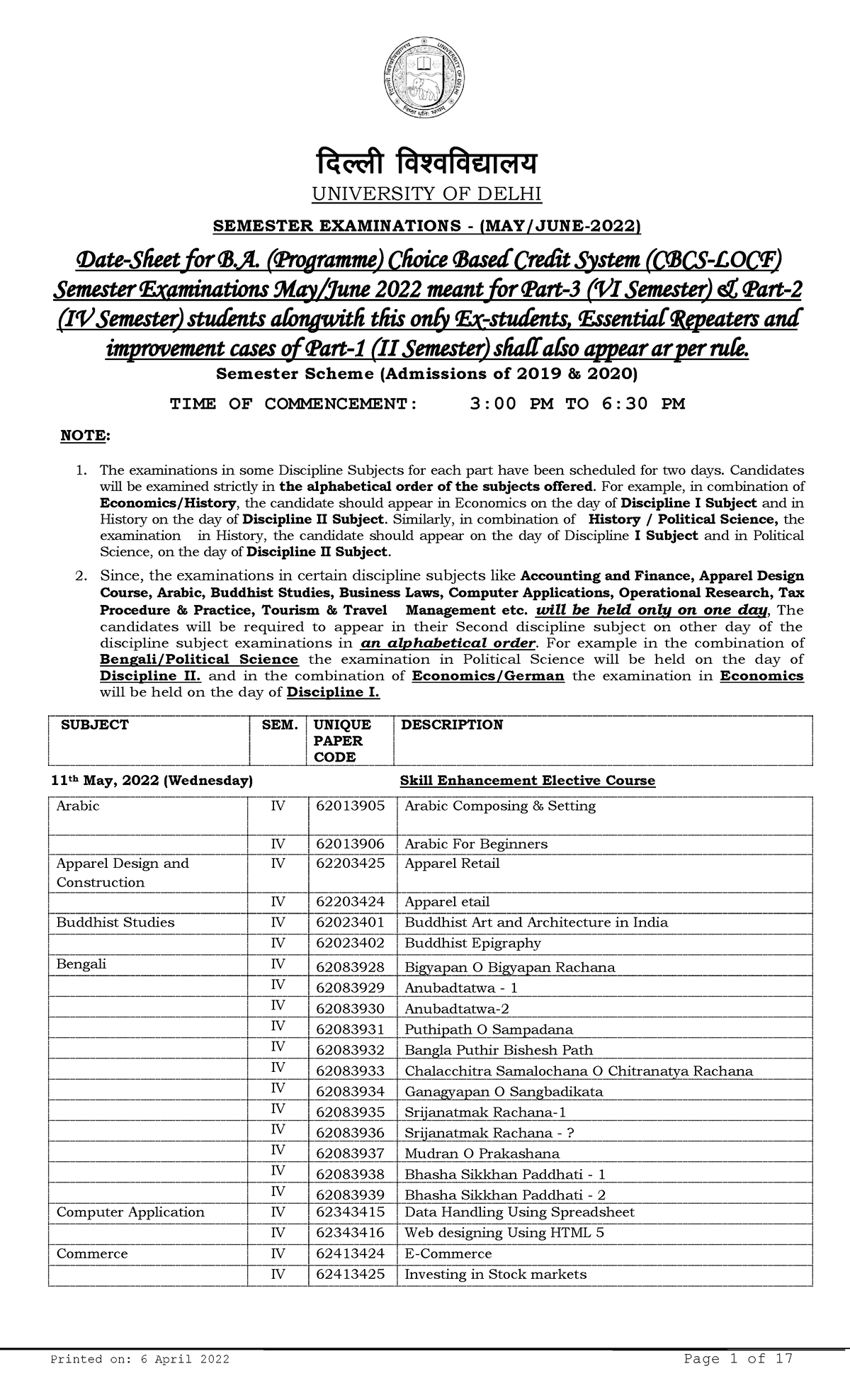 BA(Prog.)-2022-SEM.-II-IV-VI (CBCS) 2019-2020-07-04-2022 - FnYyh Fo’ofo ...