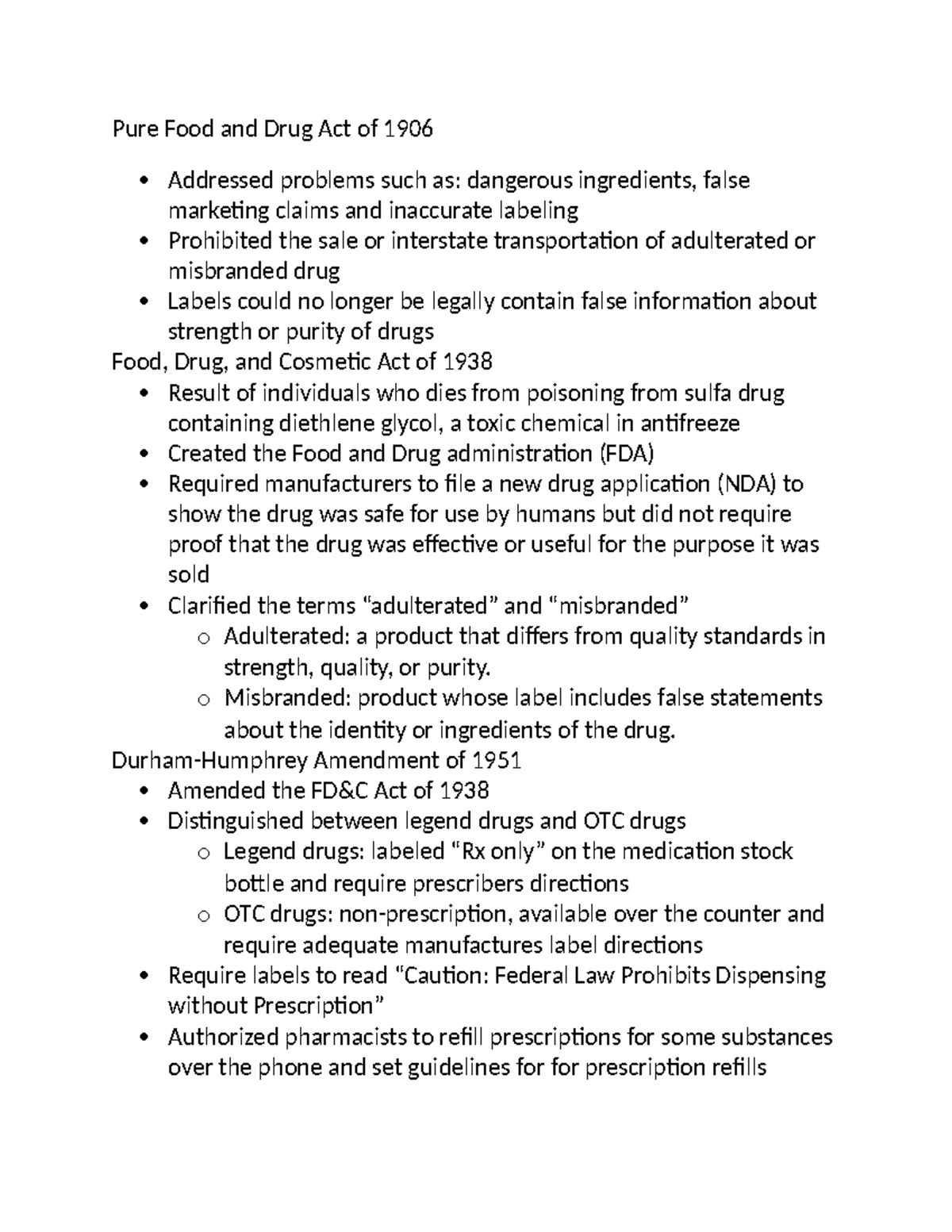 DRUG LAWS- timeline - pharmacy drug law - Pure Food and Drug Act of ...