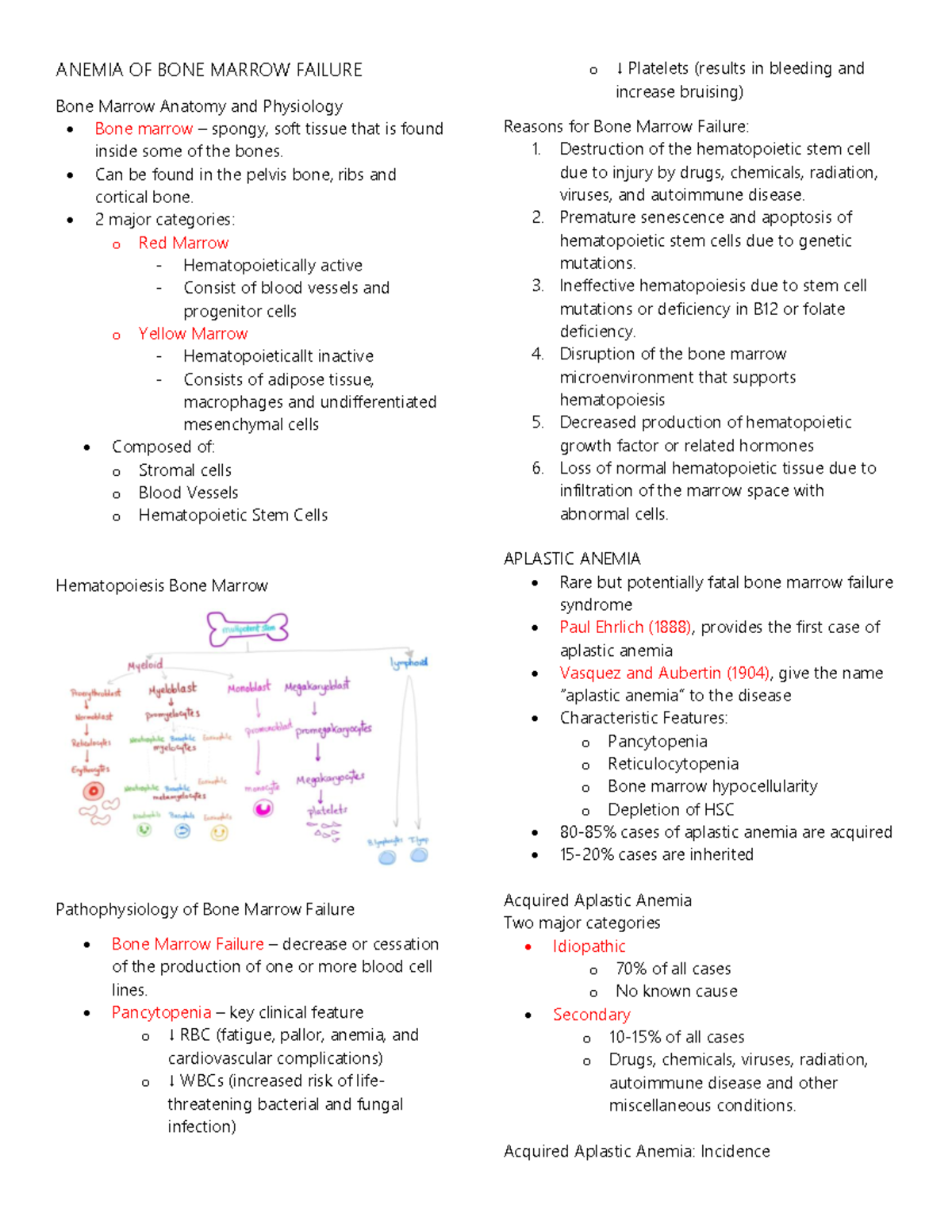 Hematology 2 Anemia of Bone MArrow Failure ANEMIA OF BONE MARROW