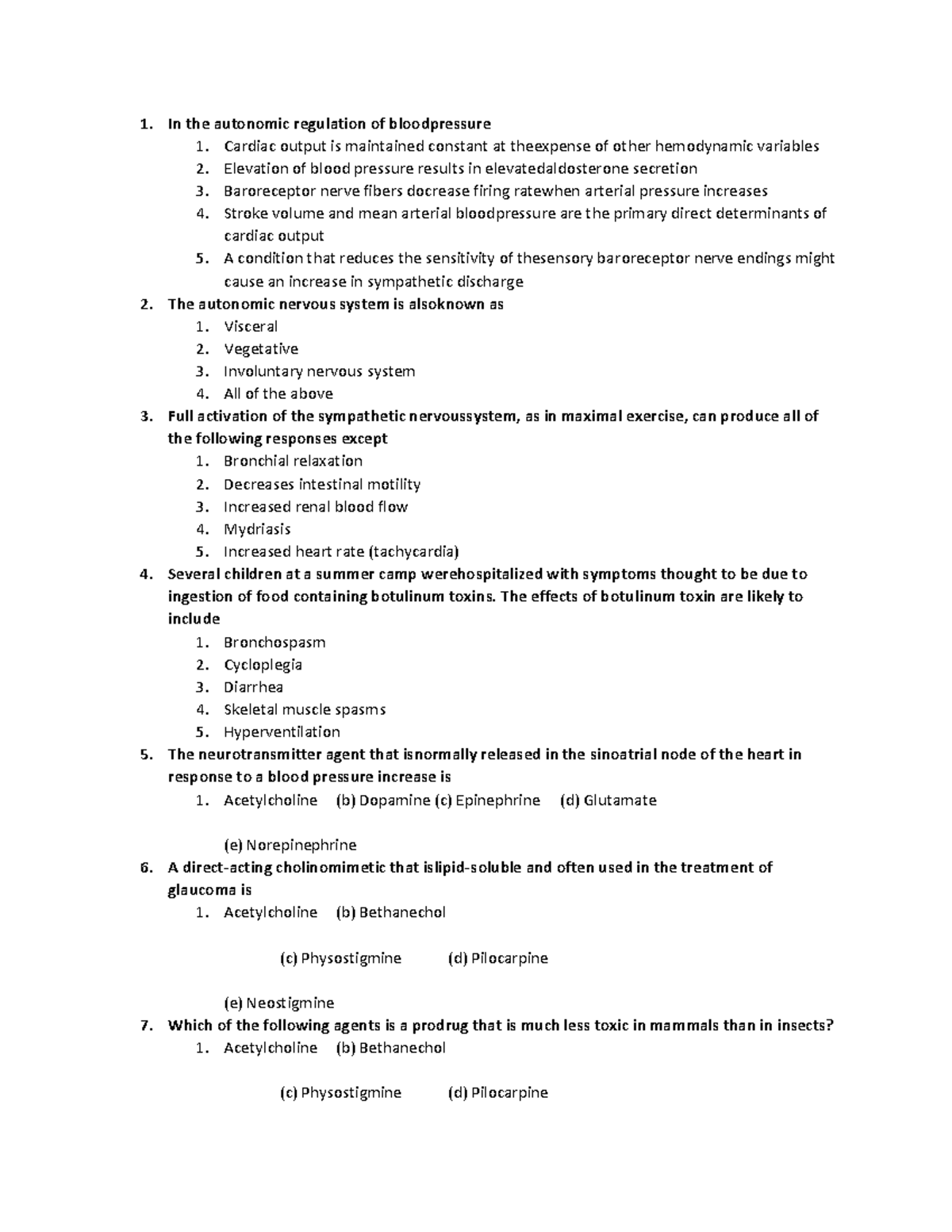 Drugs Acting ON ANS 1 - In the autonomic regulation of bloodpressure ...