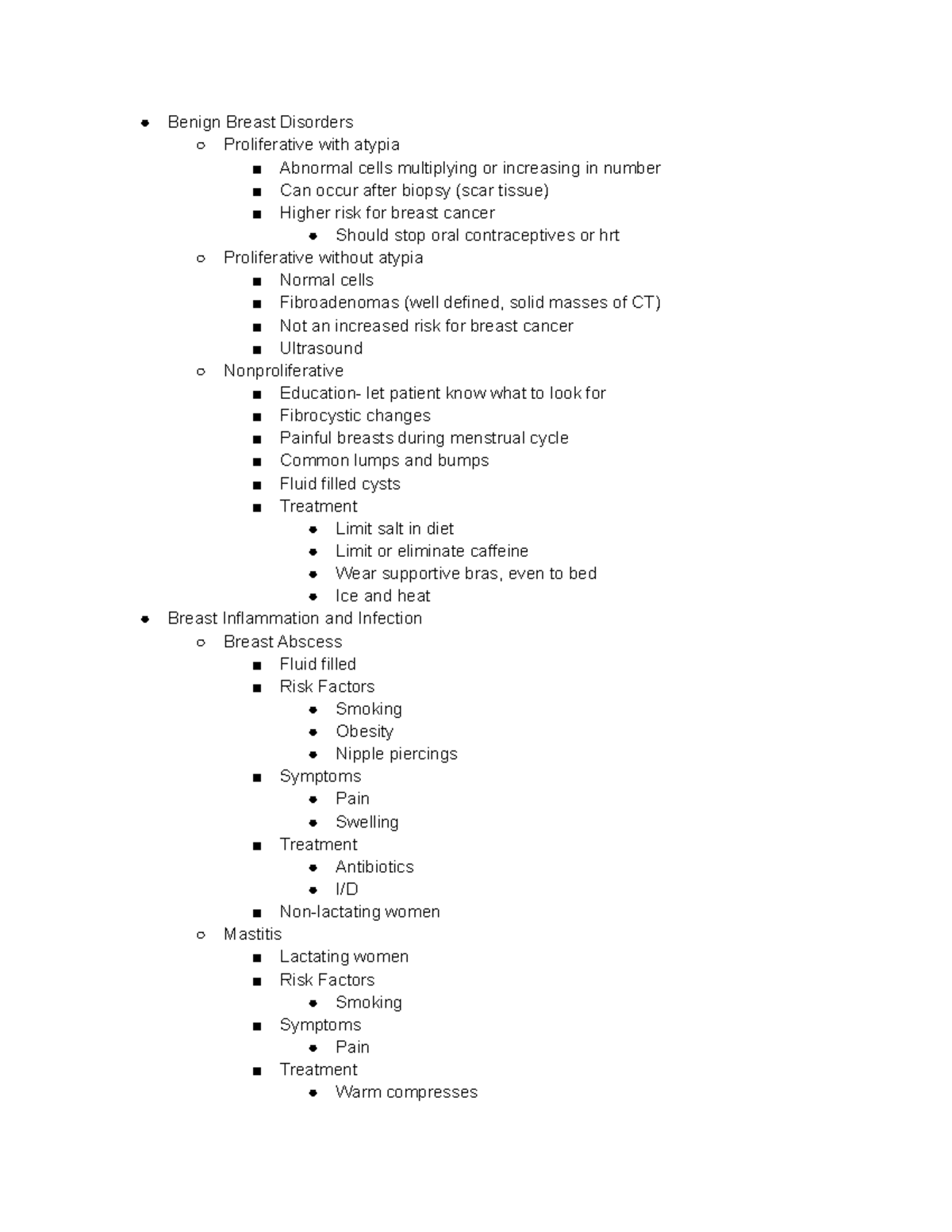 Breast Cancer Notes - Benign Breast Disorders Proliferative with atypia ...